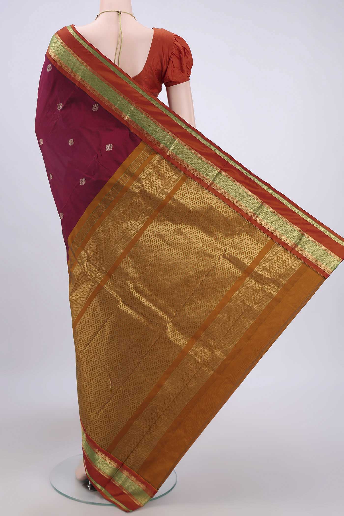 Maroon Blended Bangalore Silk Saree - Image 3