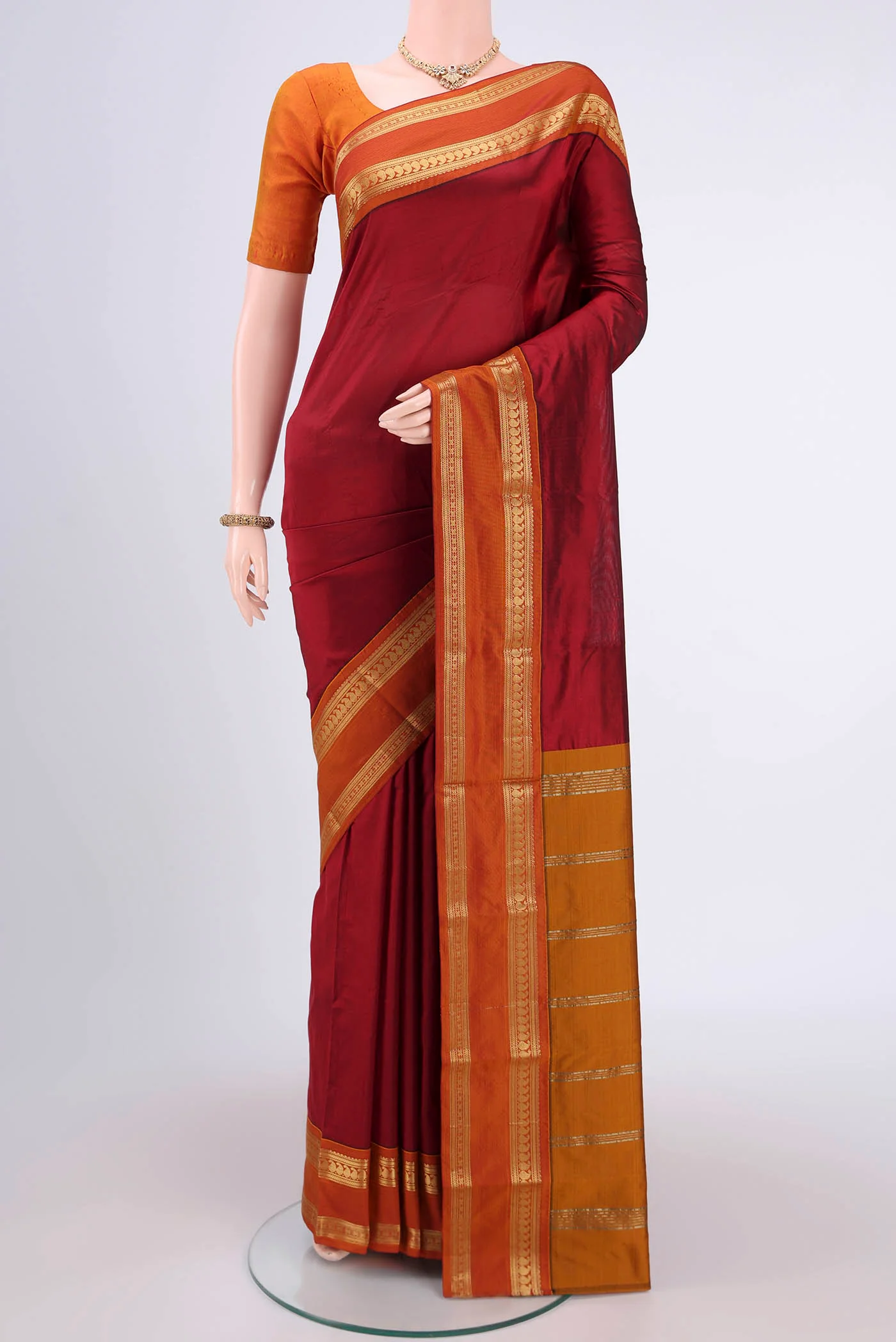 Maroon Bangalore Silk Saree