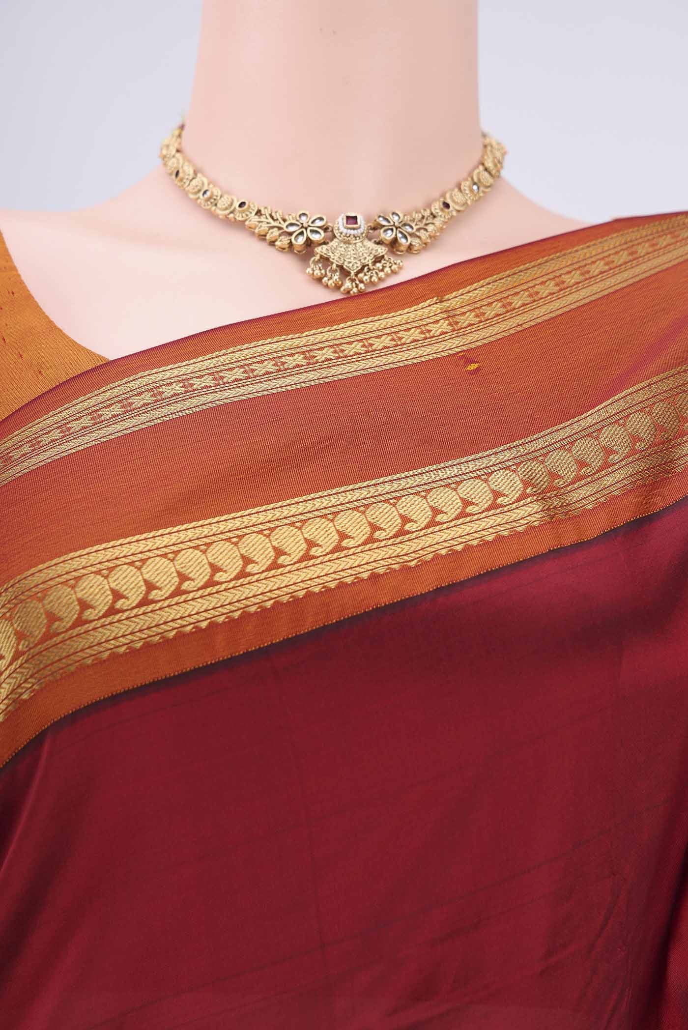 Maroon Bangalore Silk Saree - Image 2