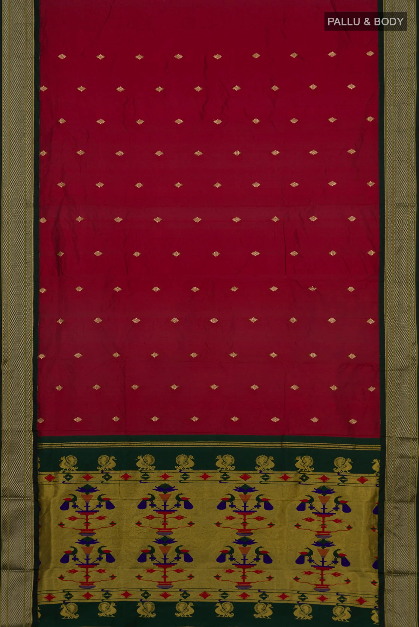 Maroon Blended Paithani Silk Saree - Image 5