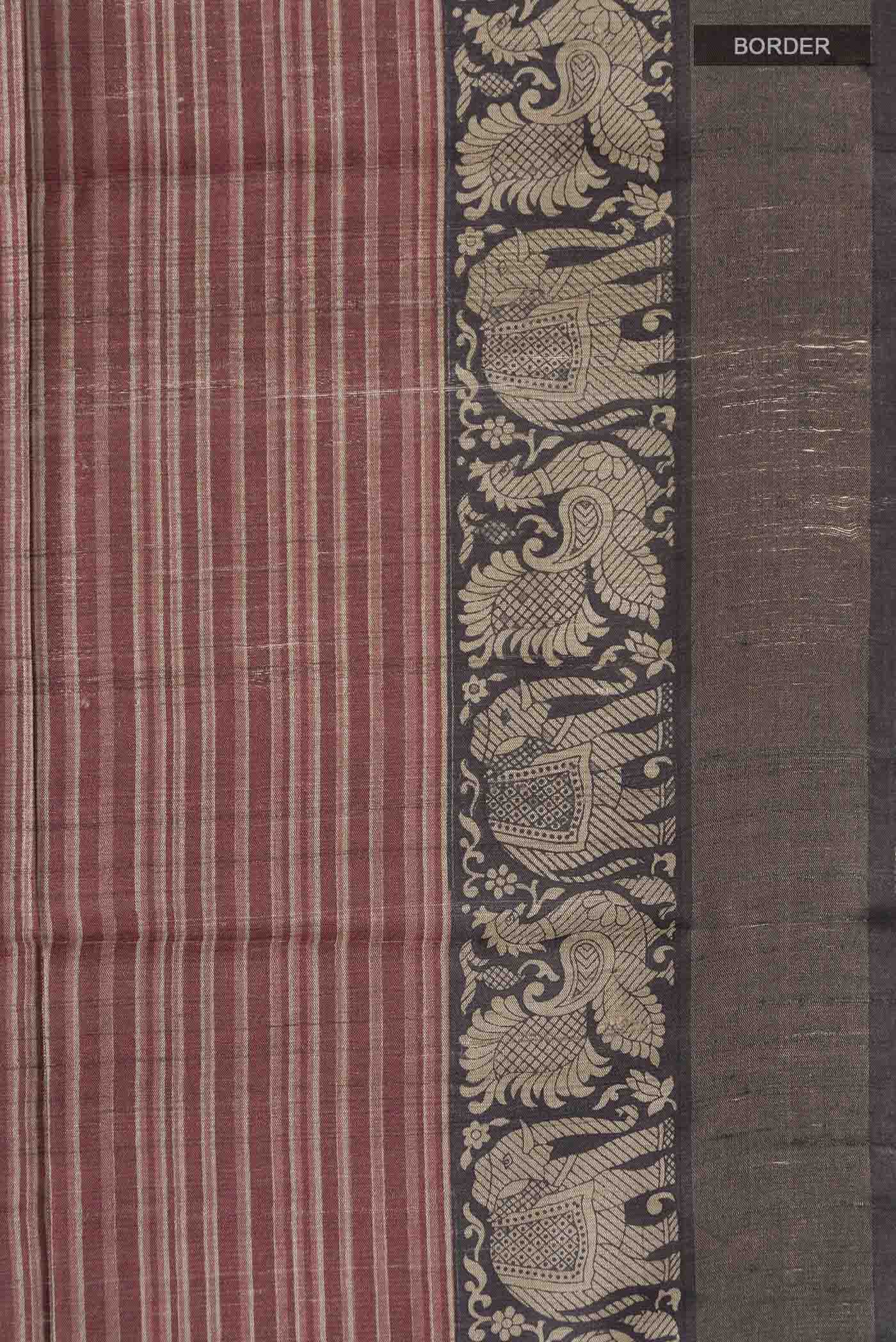 Maroon Bhagalpuri Tussar Silk Saree - Image 3