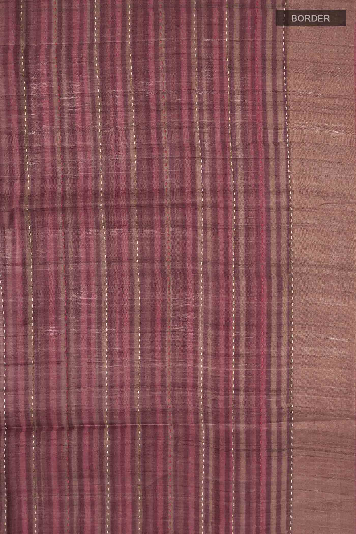 Brown Bhagalpuri Tussar Silk Saree - Image 3