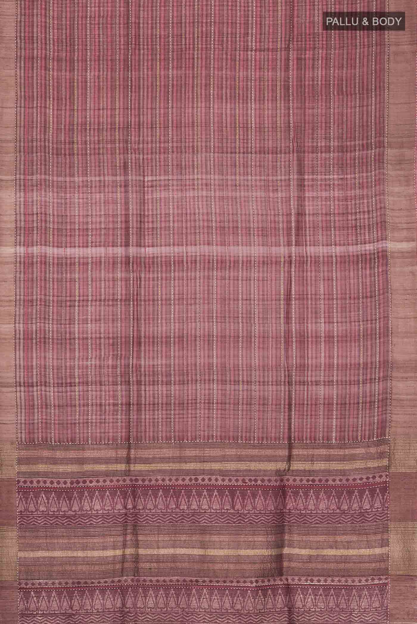 Brown Bhagalpuri Tussar Silk Saree - Image 5