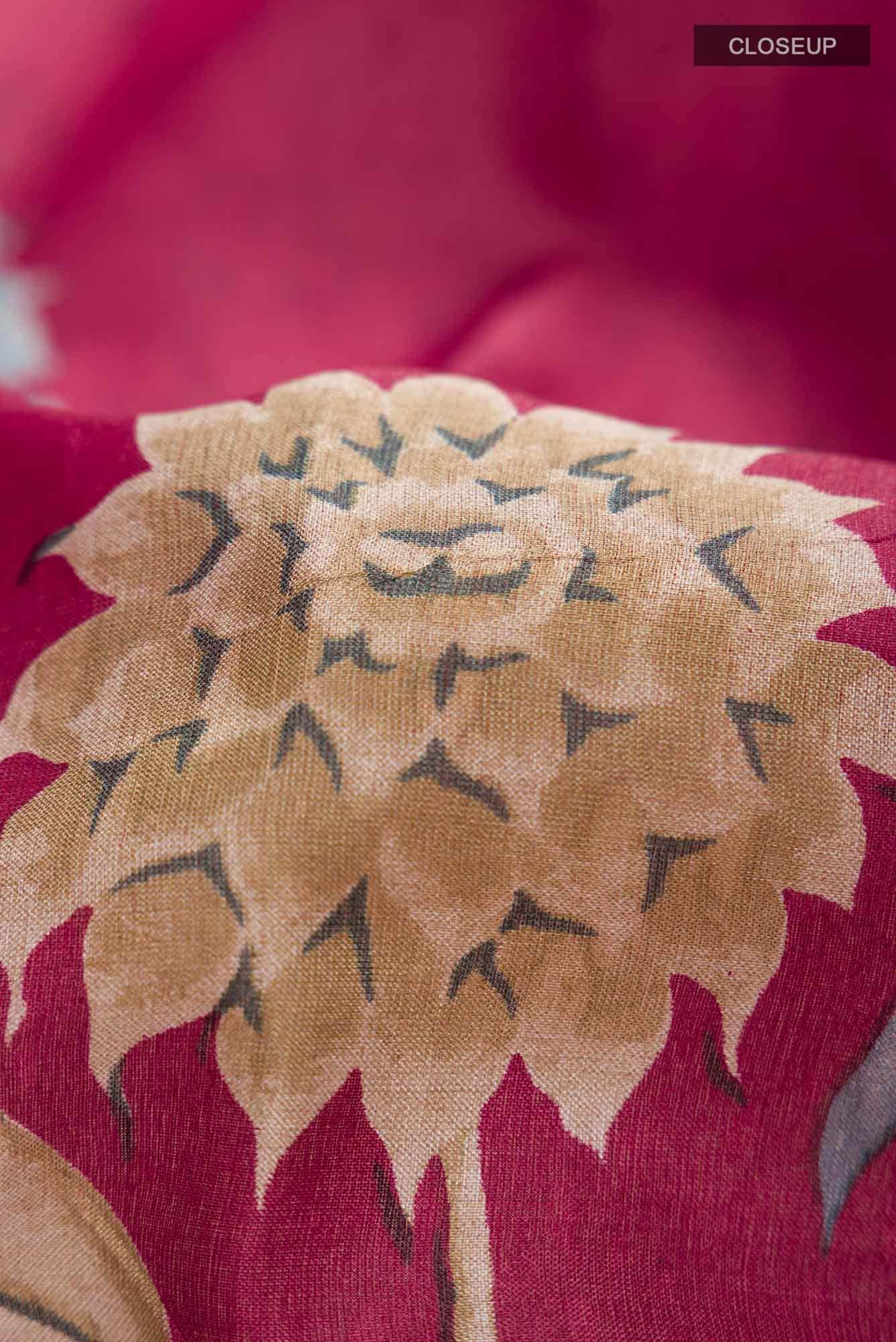 Maroon Bhagalpuri Tussar Silk Saree - Image 2