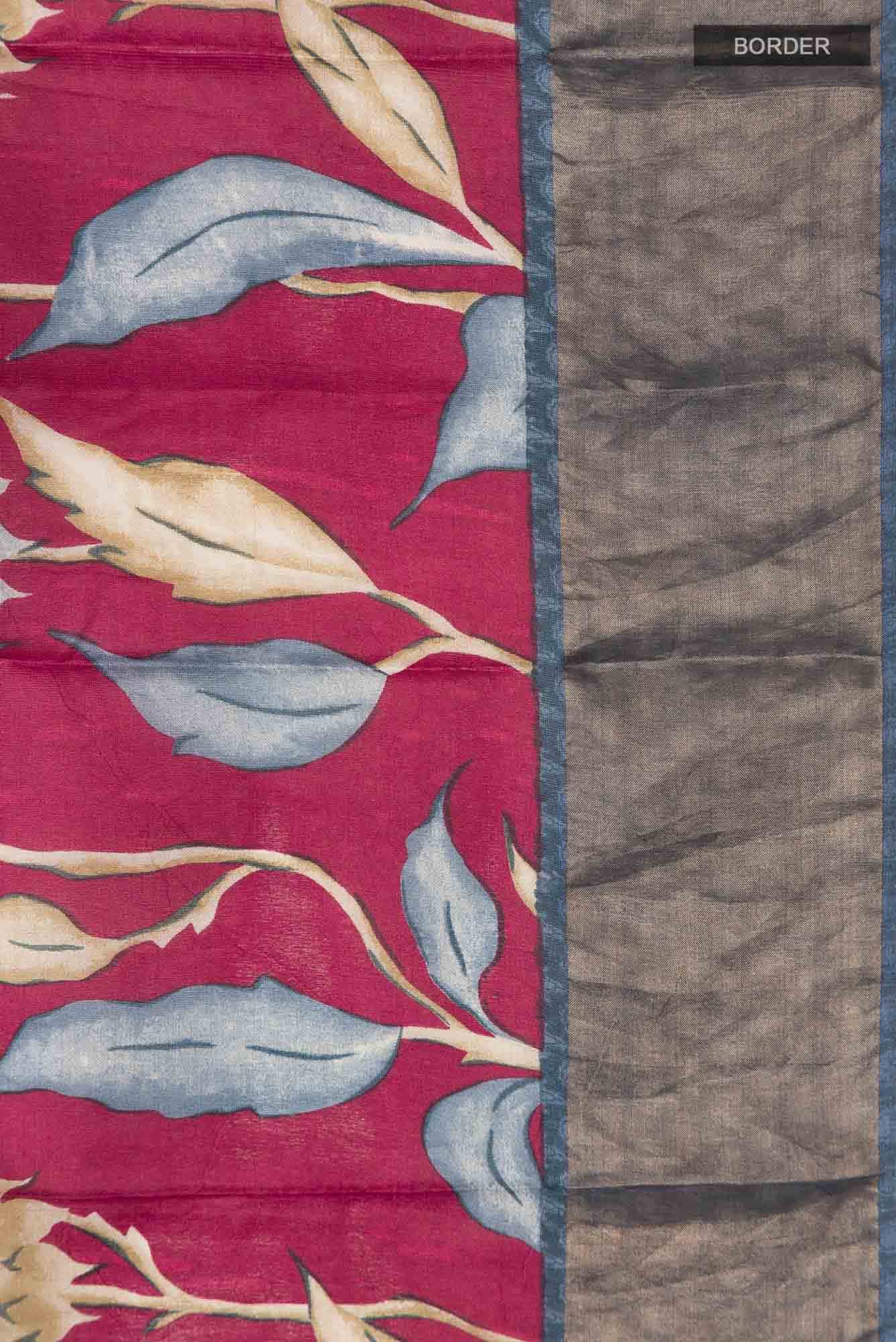 Maroon Bhagalpuri Tussar Silk Saree - Image 4
