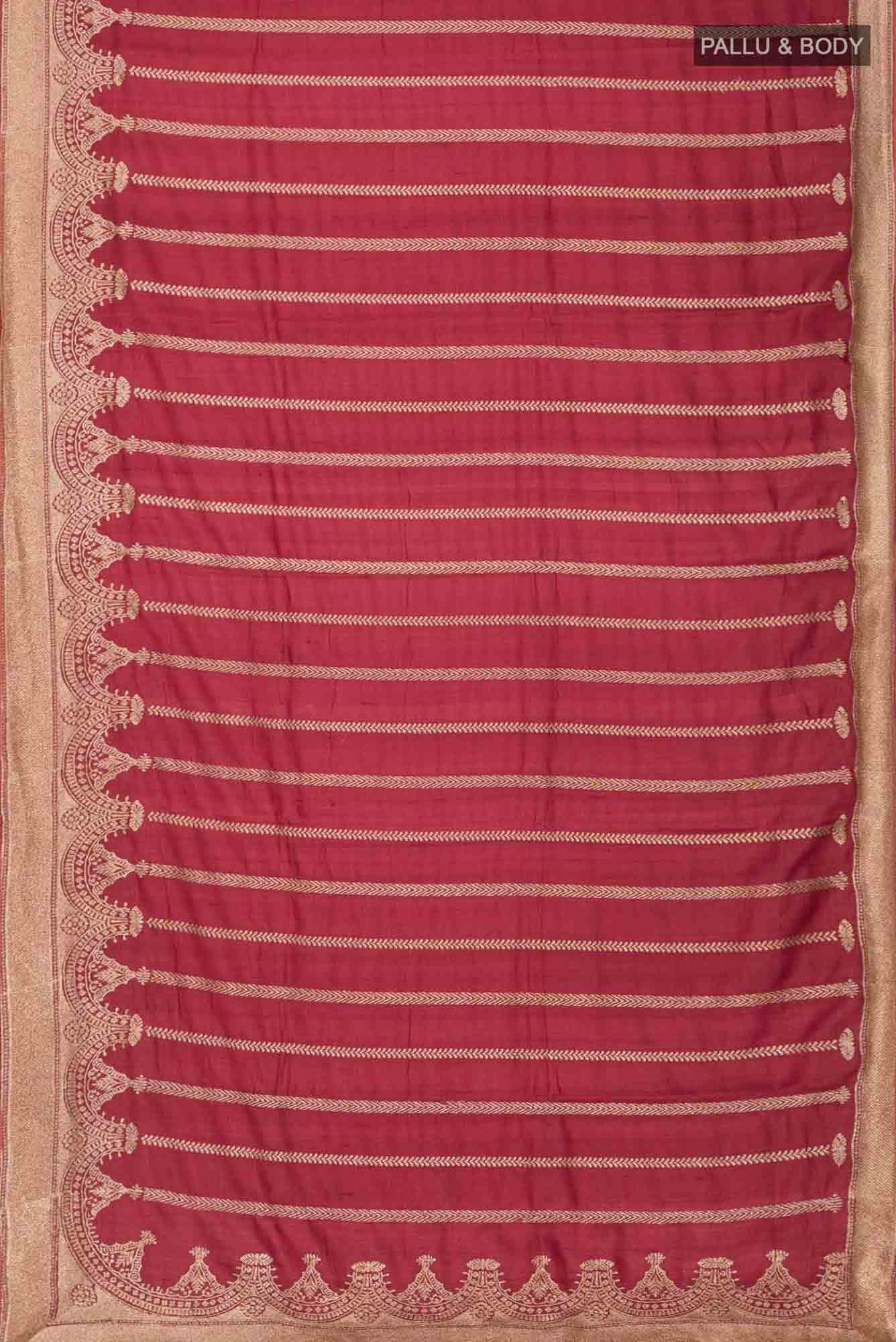 Maroon Bhagalpuri Tussar Silk Saree - Image 3