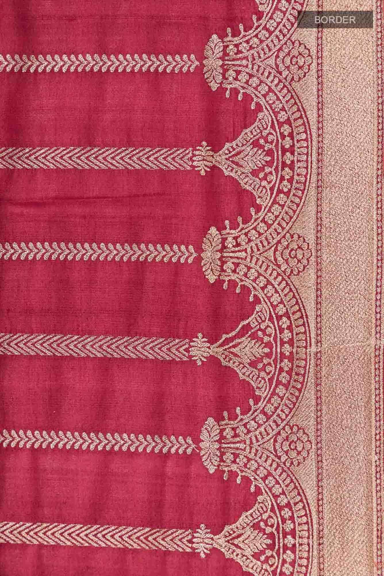 Maroon Bhagalpuri Tussar Silk Saree - Image 4