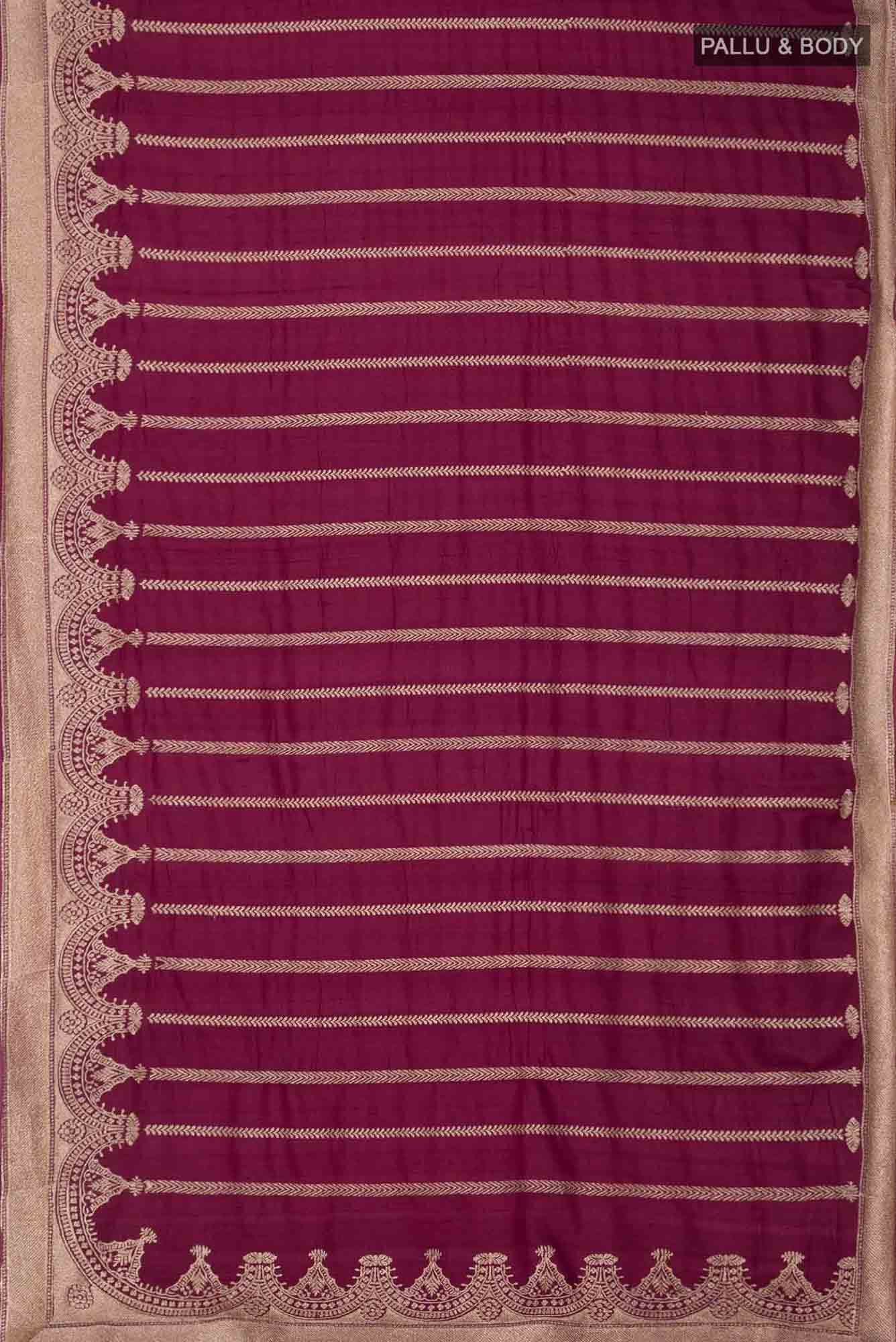 Maroon Bhagalpuri Tussar Silk Saree - Image 3
