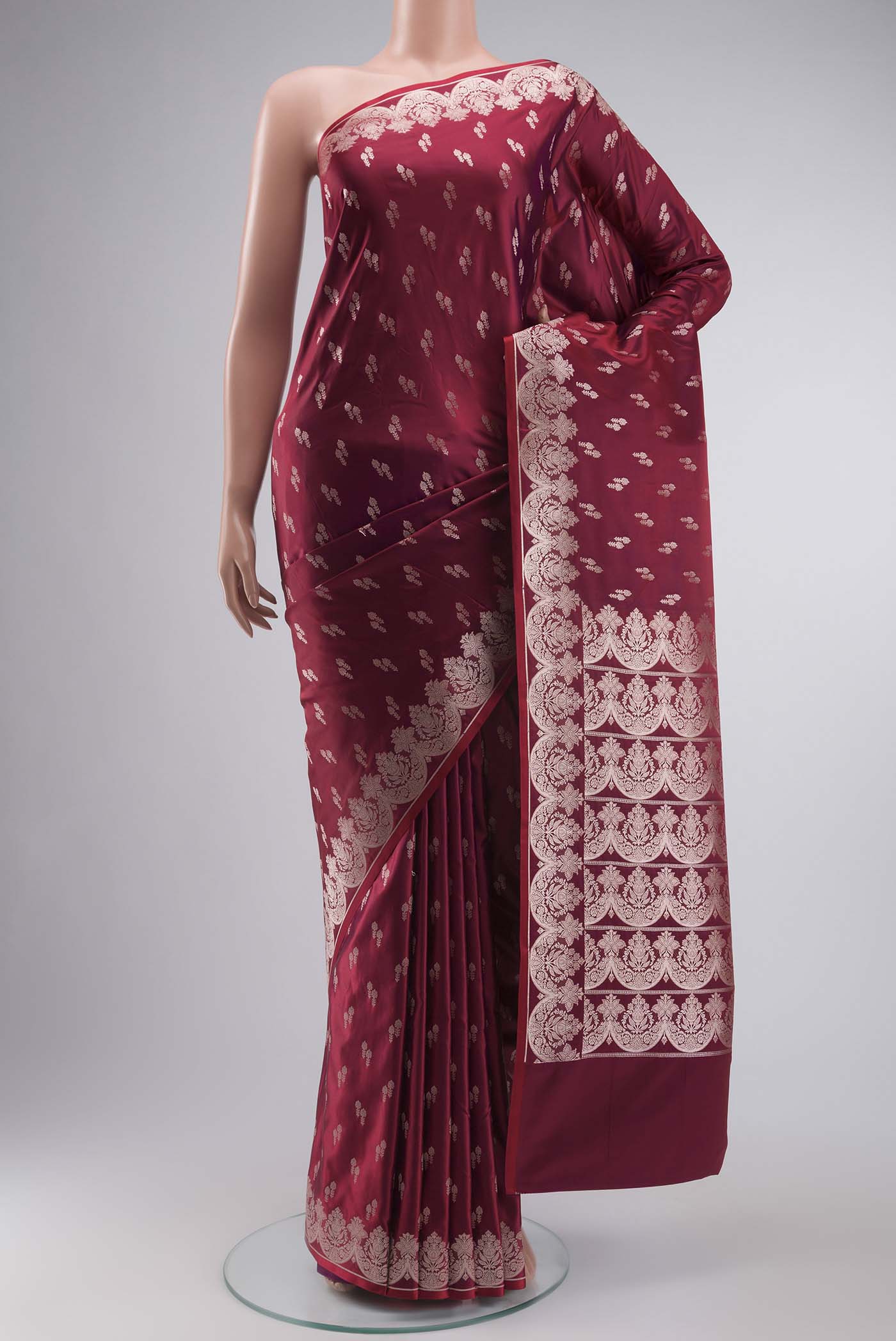 Maroon Blended Banarasi Silk Saree