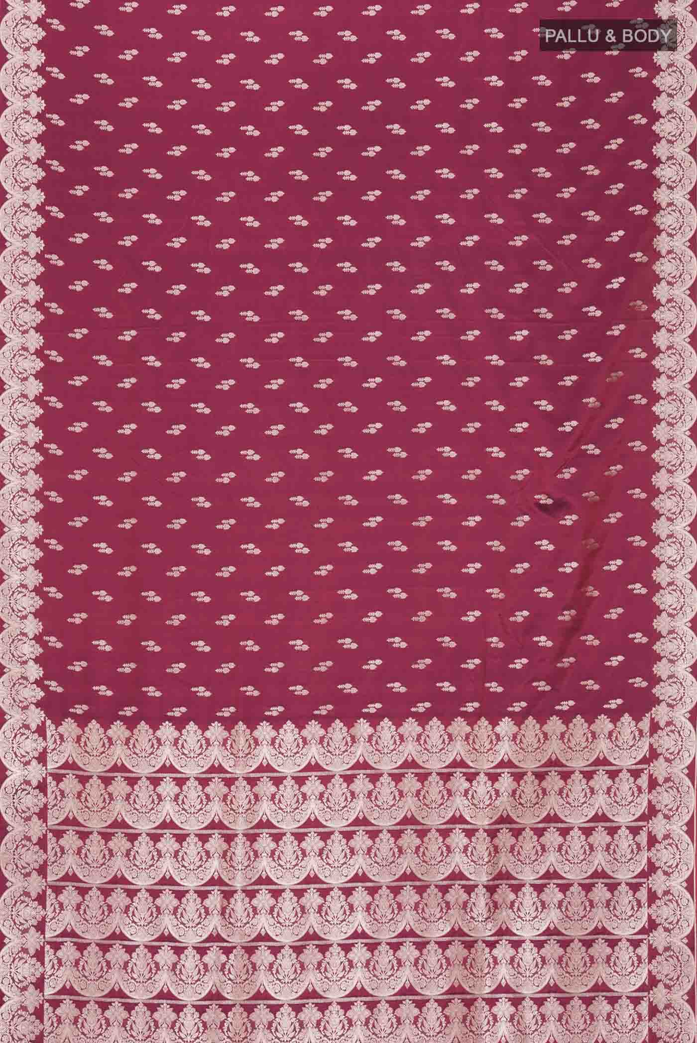 Maroon Blended Banarasi Silk Saree - Image 3