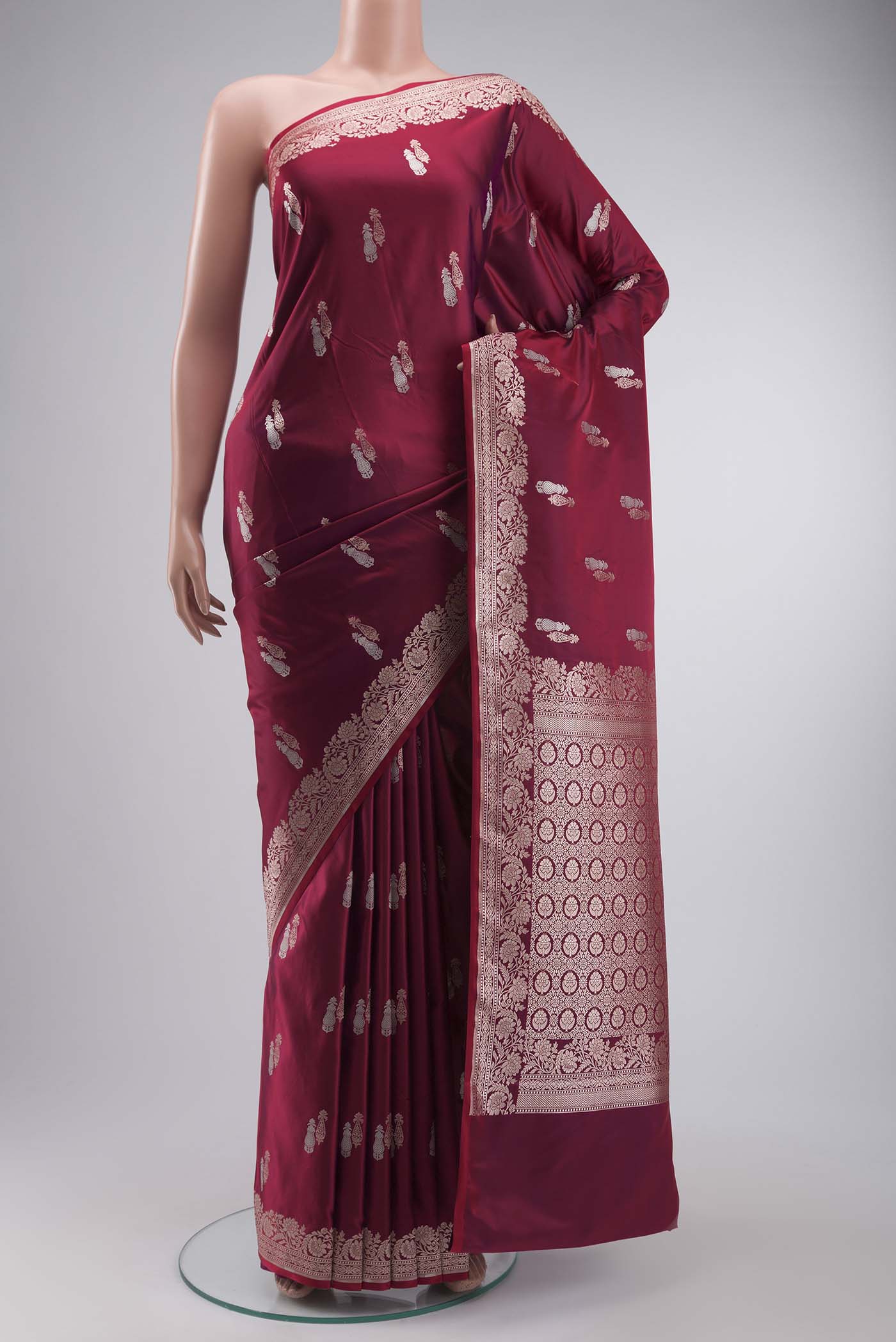 Maroon Blended Banarasi Silk Saree