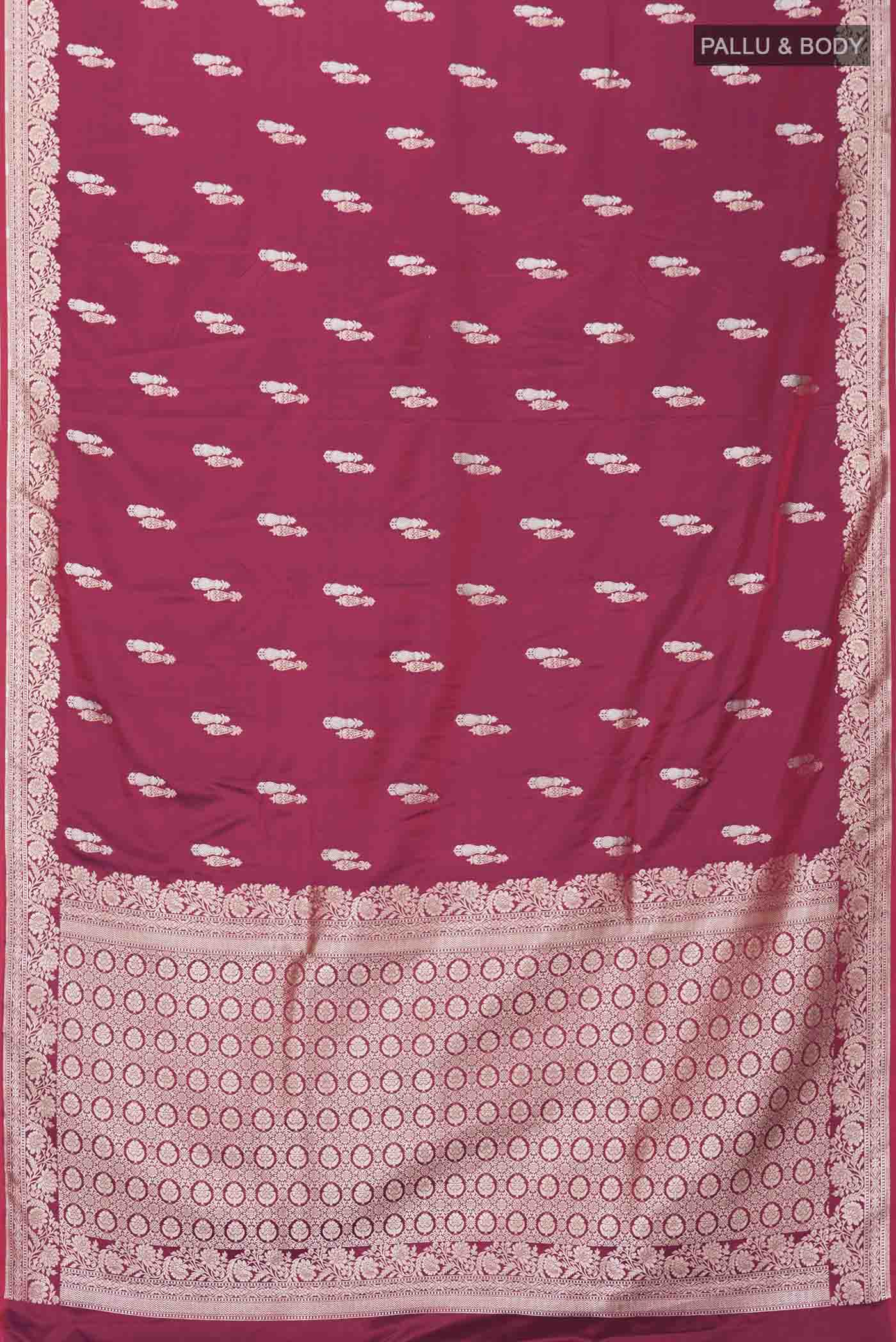 Maroon Blended Banarasi Silk Saree - Image 3