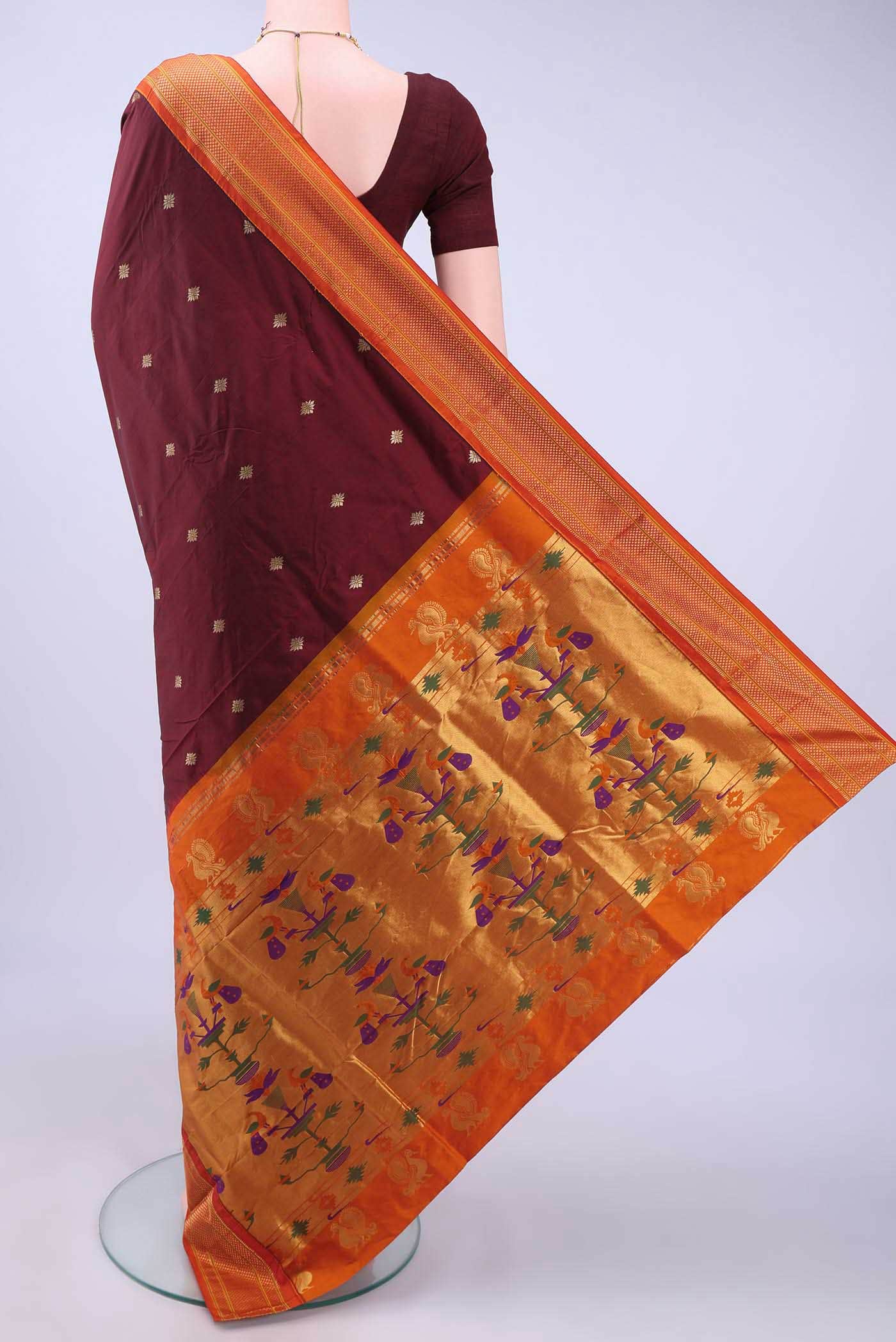 Maroon Blended Bangalore Silk - kadyal Saree - Image 2