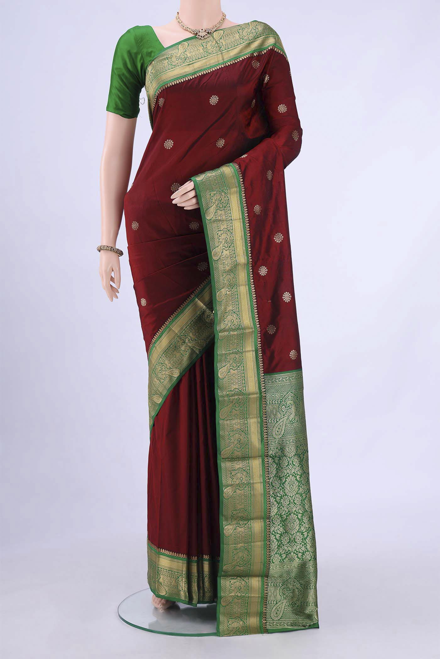 Maroon Blended Bangalore Silk Saree