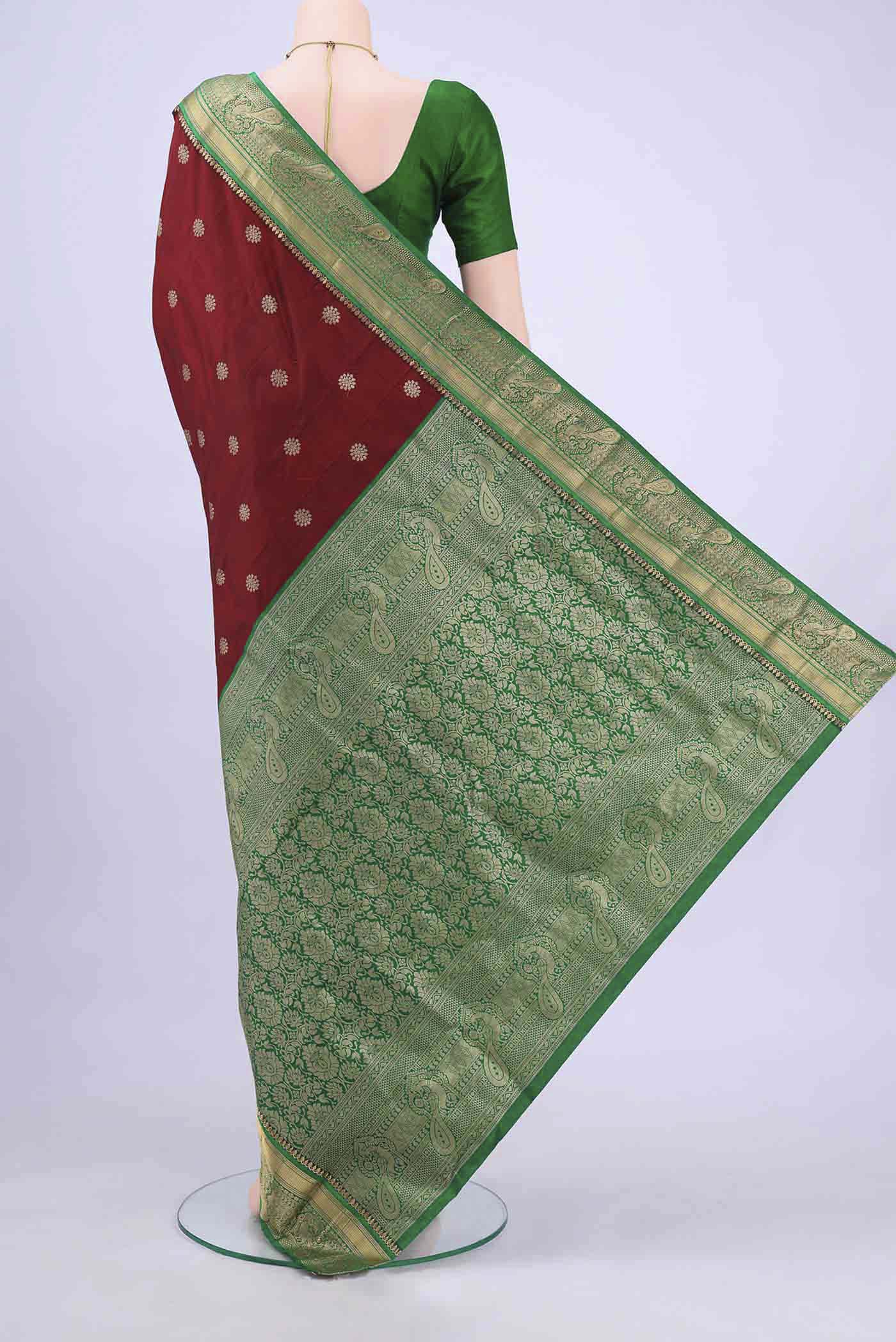 Maroon Blended Bangalore Silk Saree - Image 3