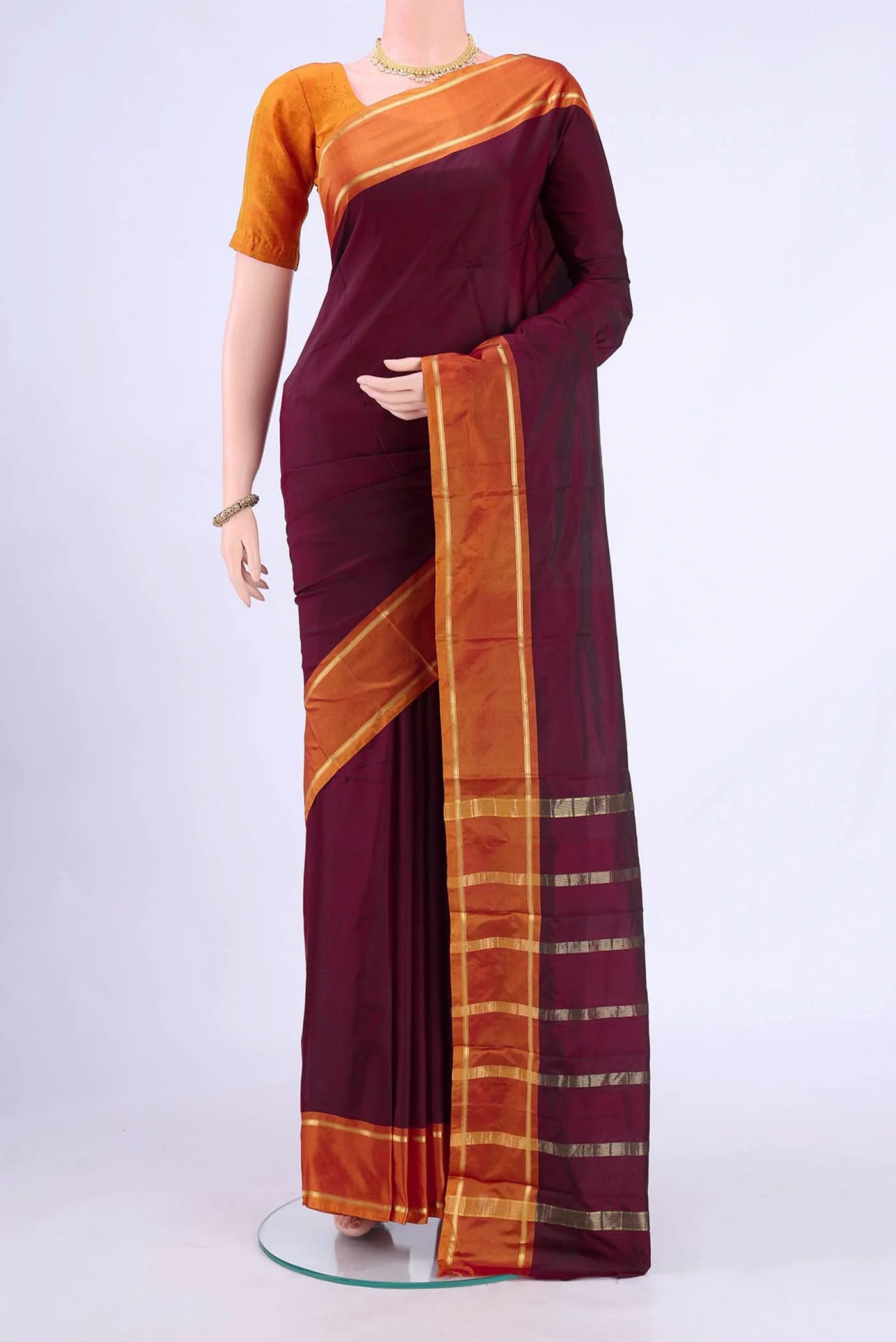 Maroon Blended Bangalore Silk Saree