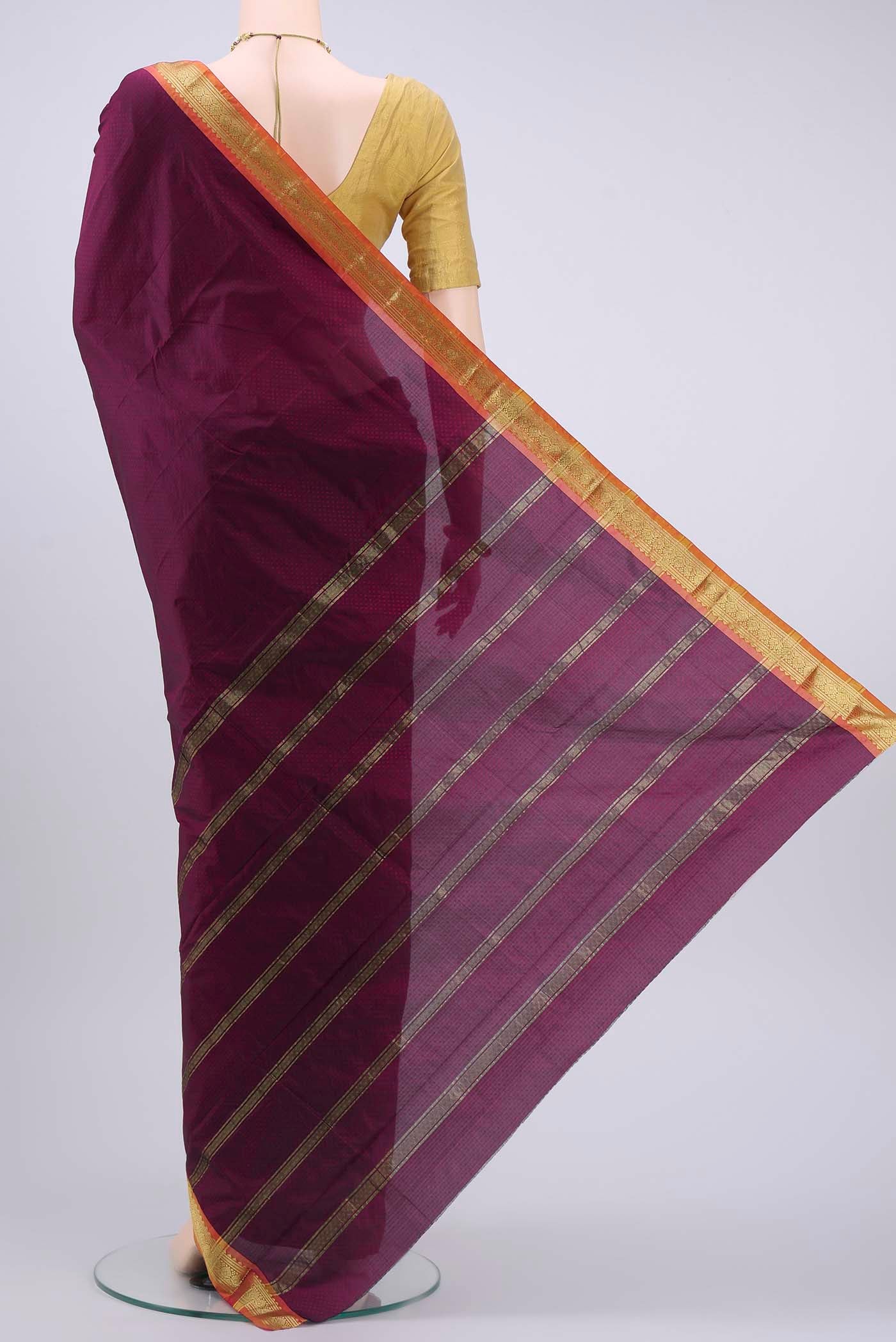 Purple Blended Bangalore Silk Saree - Image 3