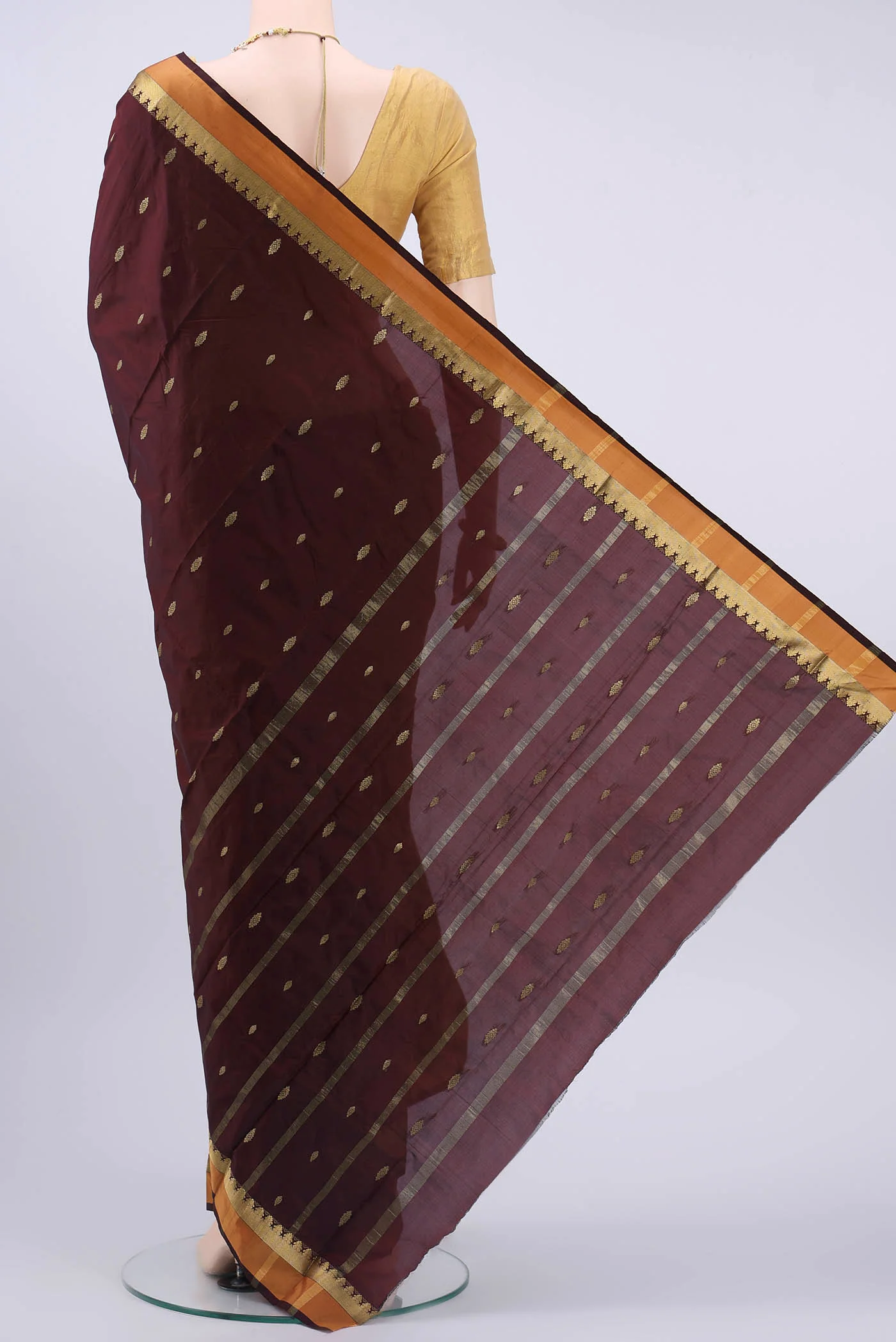 Maroon Blended Bangalore Silk Saree - Image 3