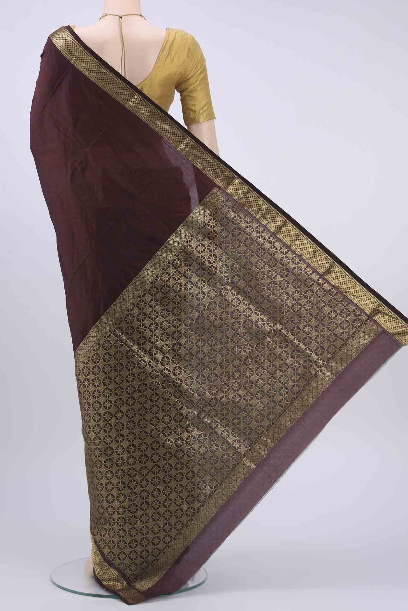 Maroon Blended Bangalore Silk Saree - Image 3