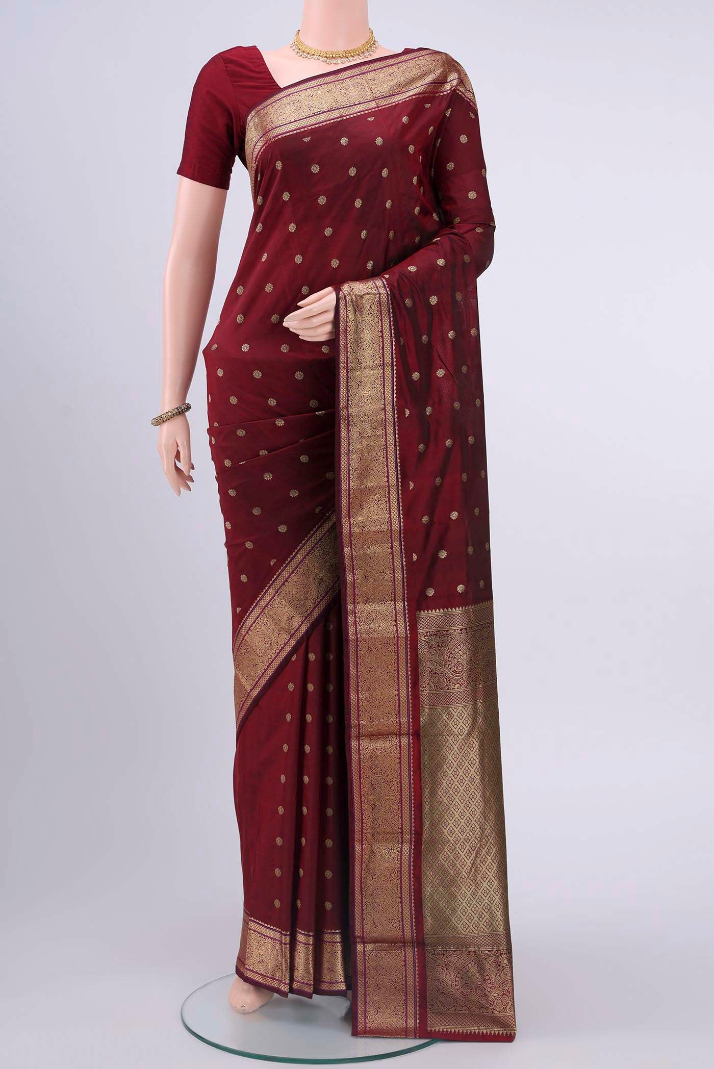 Maroon Blended Bangalore Silk Saree