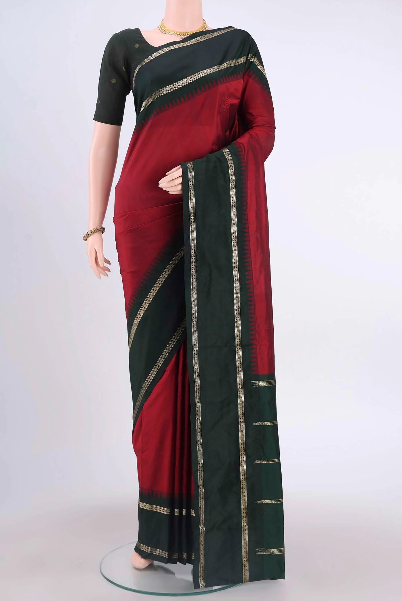 Maroon Blended Bangalore Silk Saree
