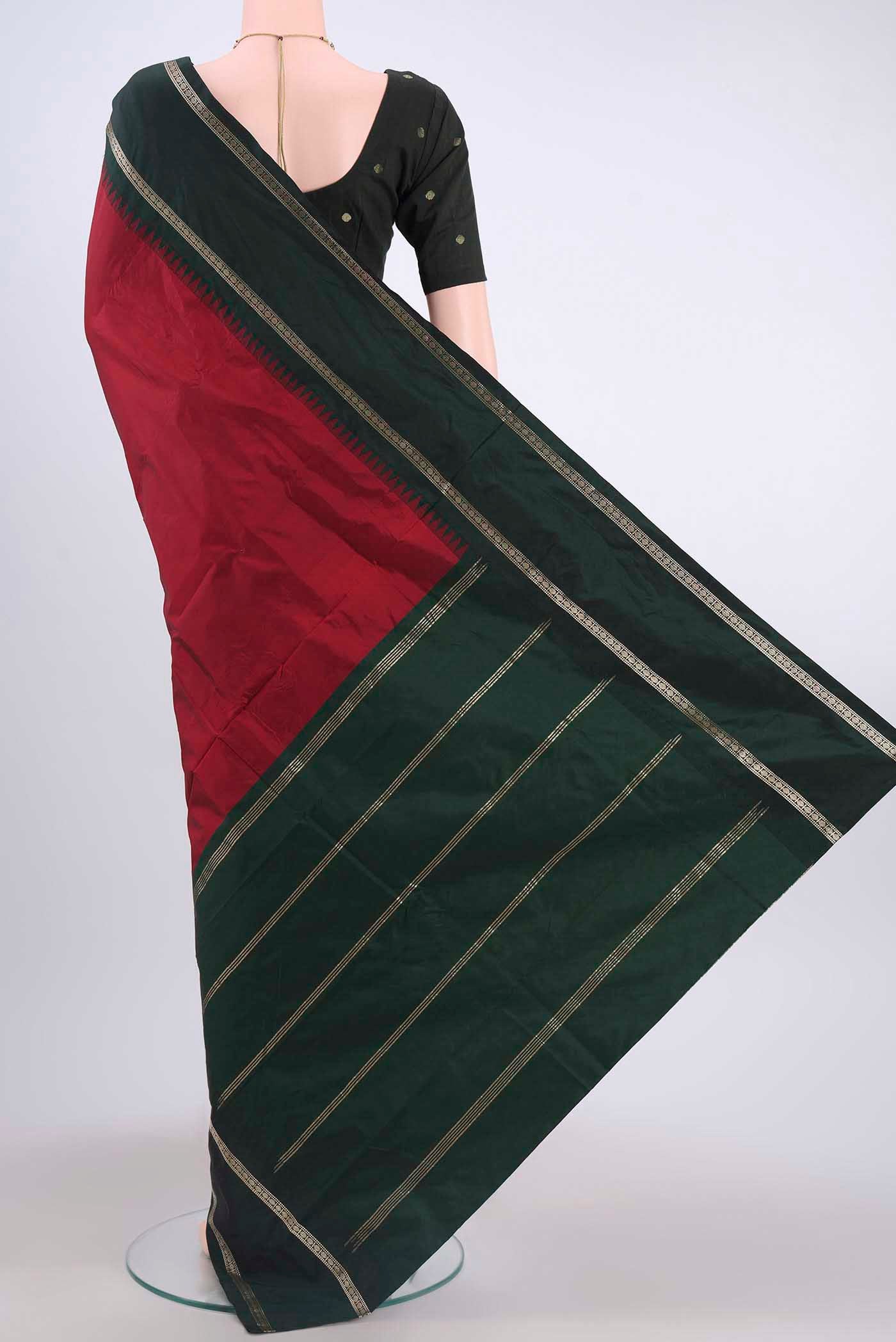 Maroon Blended Bangalore Silk Saree - Image 3