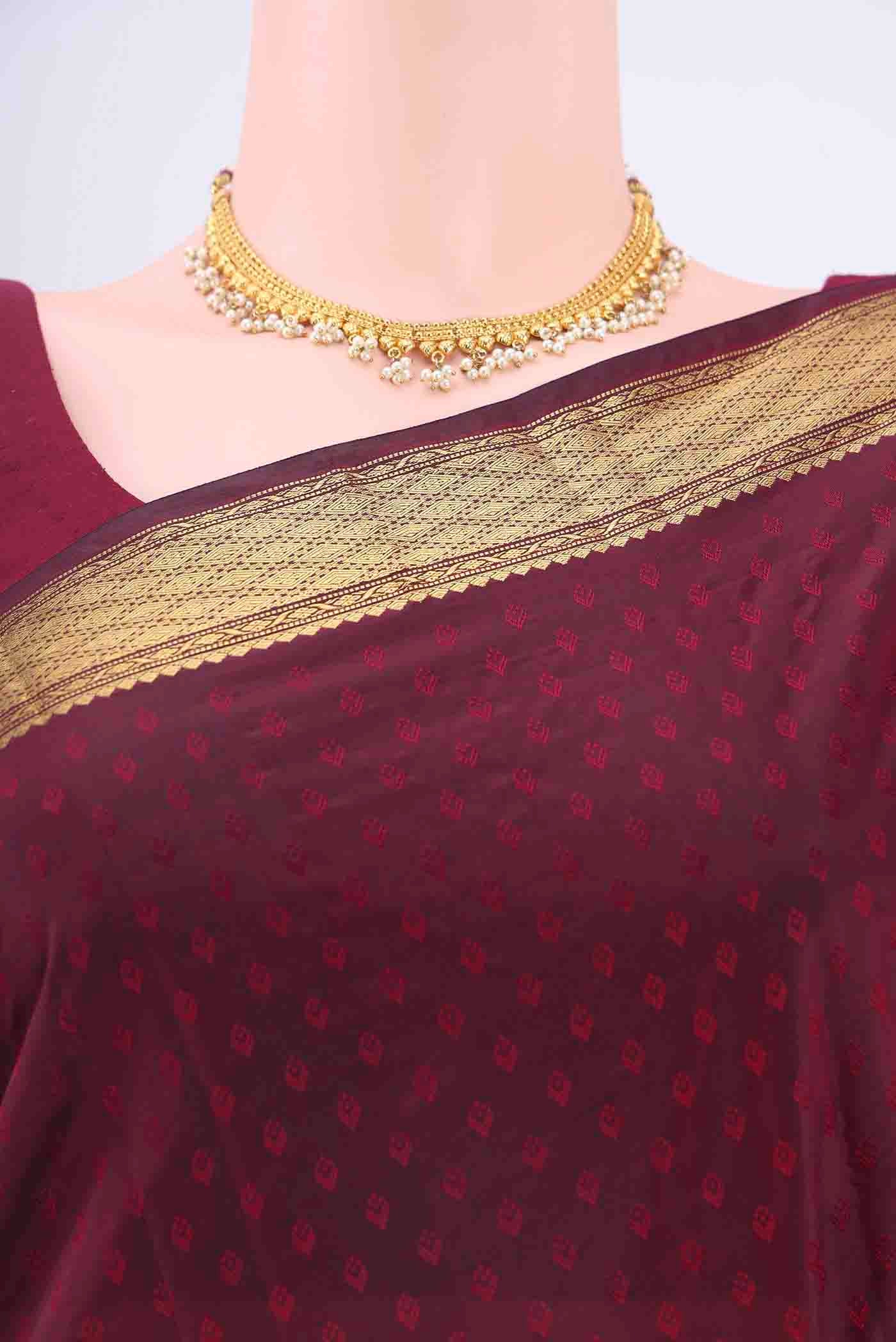 Maroon Blended Bangalore Silk Saree - Image 2