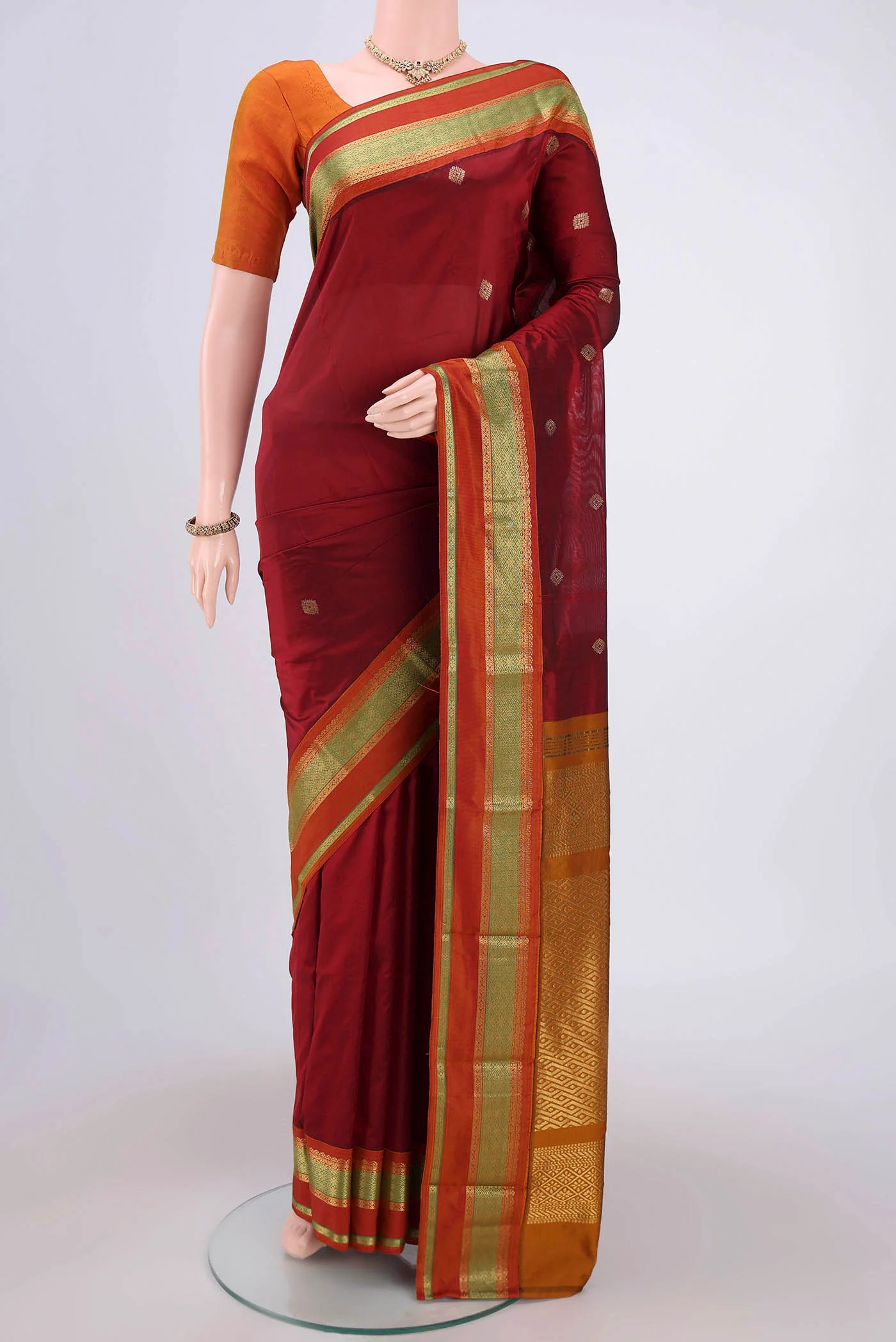 Maroon Blended Bangalore Silk Saree