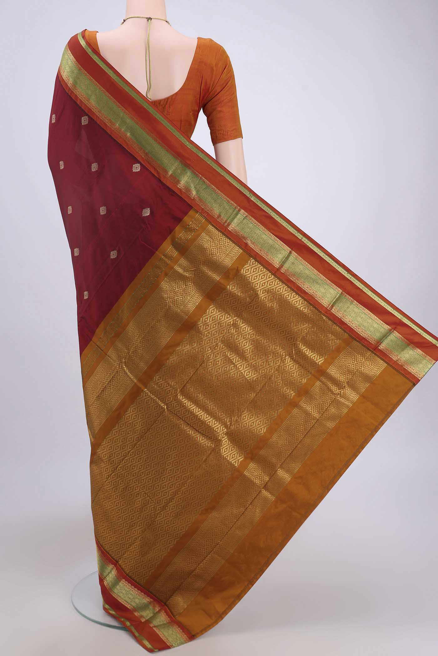 Maroon Blended Bangalore Silk Saree - Image 2