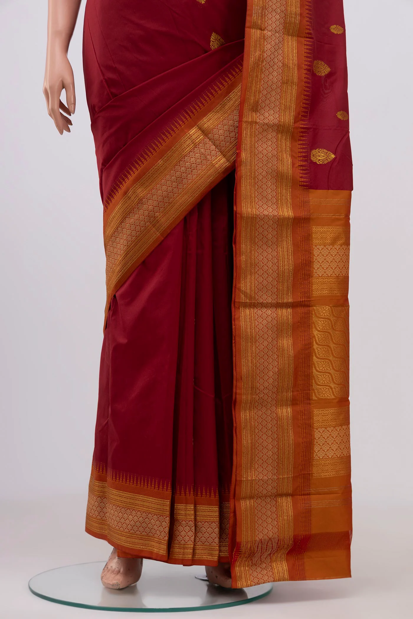Maroon Blended Bangalore Silk Saree - Image 3