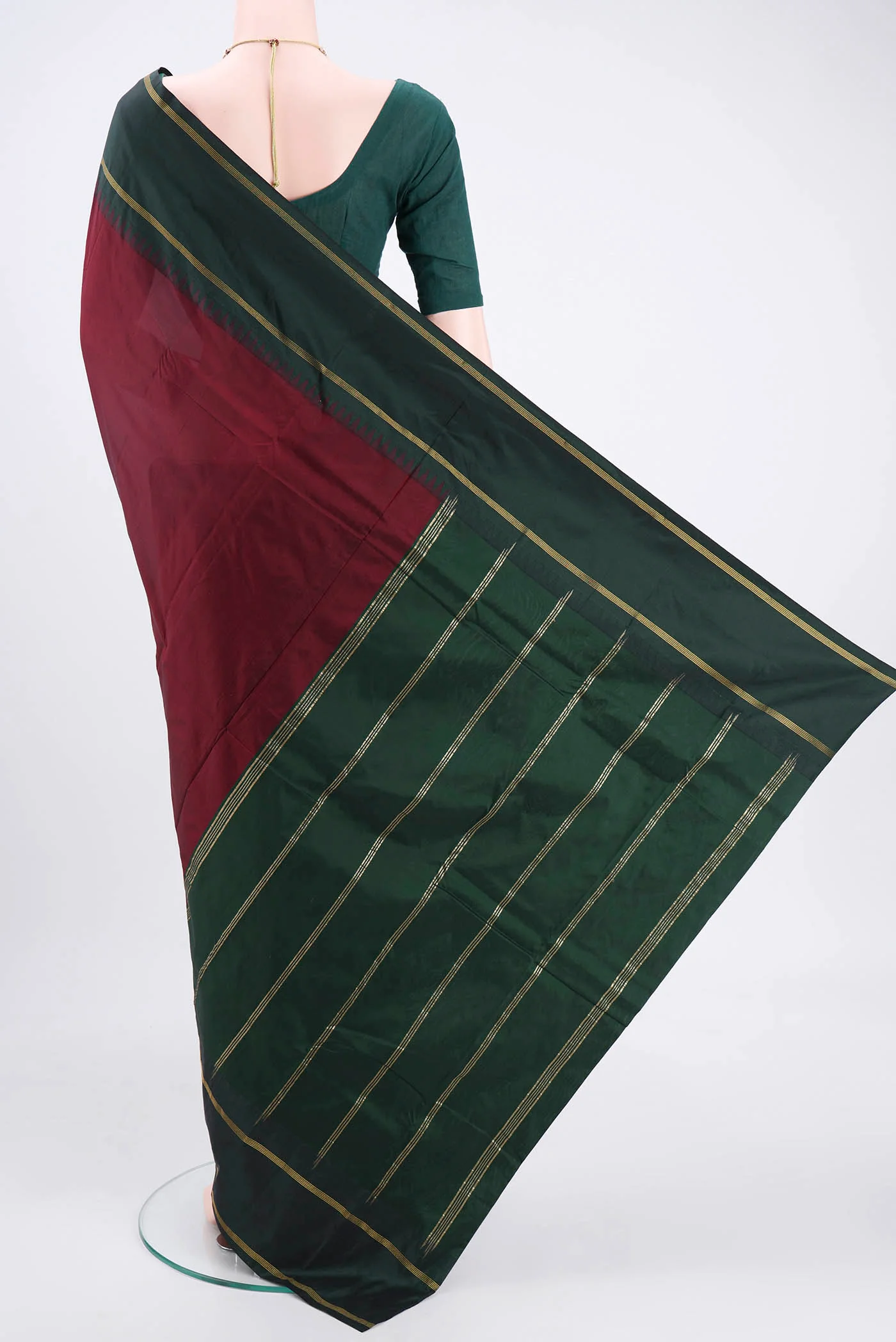 Maroon Blended Bangalore Silk Saree - Image 3