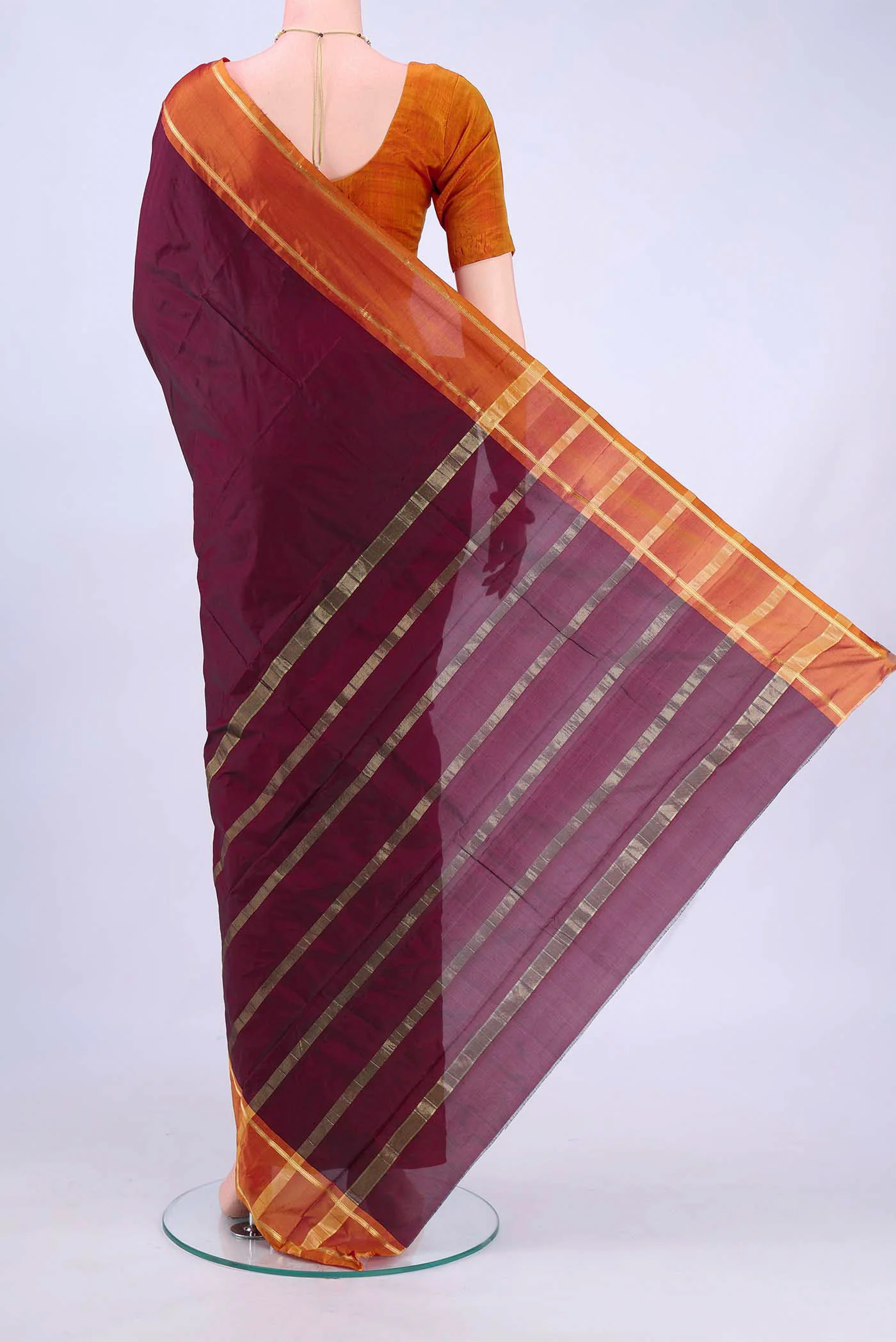 Maroon Blended Bangalore Silk Saree - Image 3
