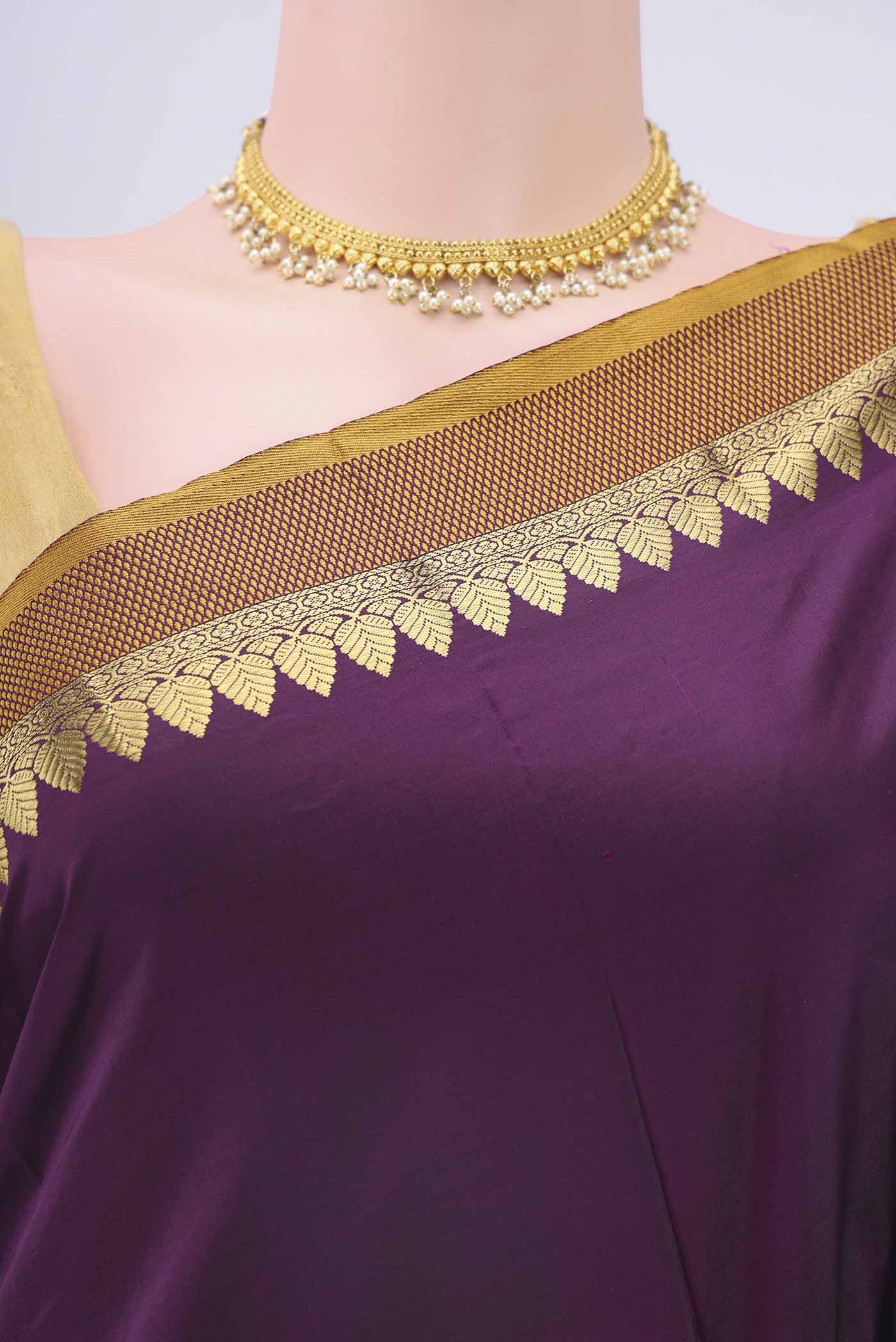 Maroon Blended Bangalore Silk Saree - Image 2