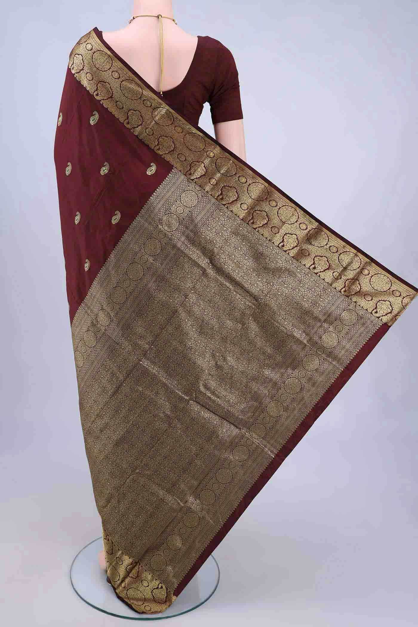 Maroon Blended Bangalore Silk Saree - Image 2