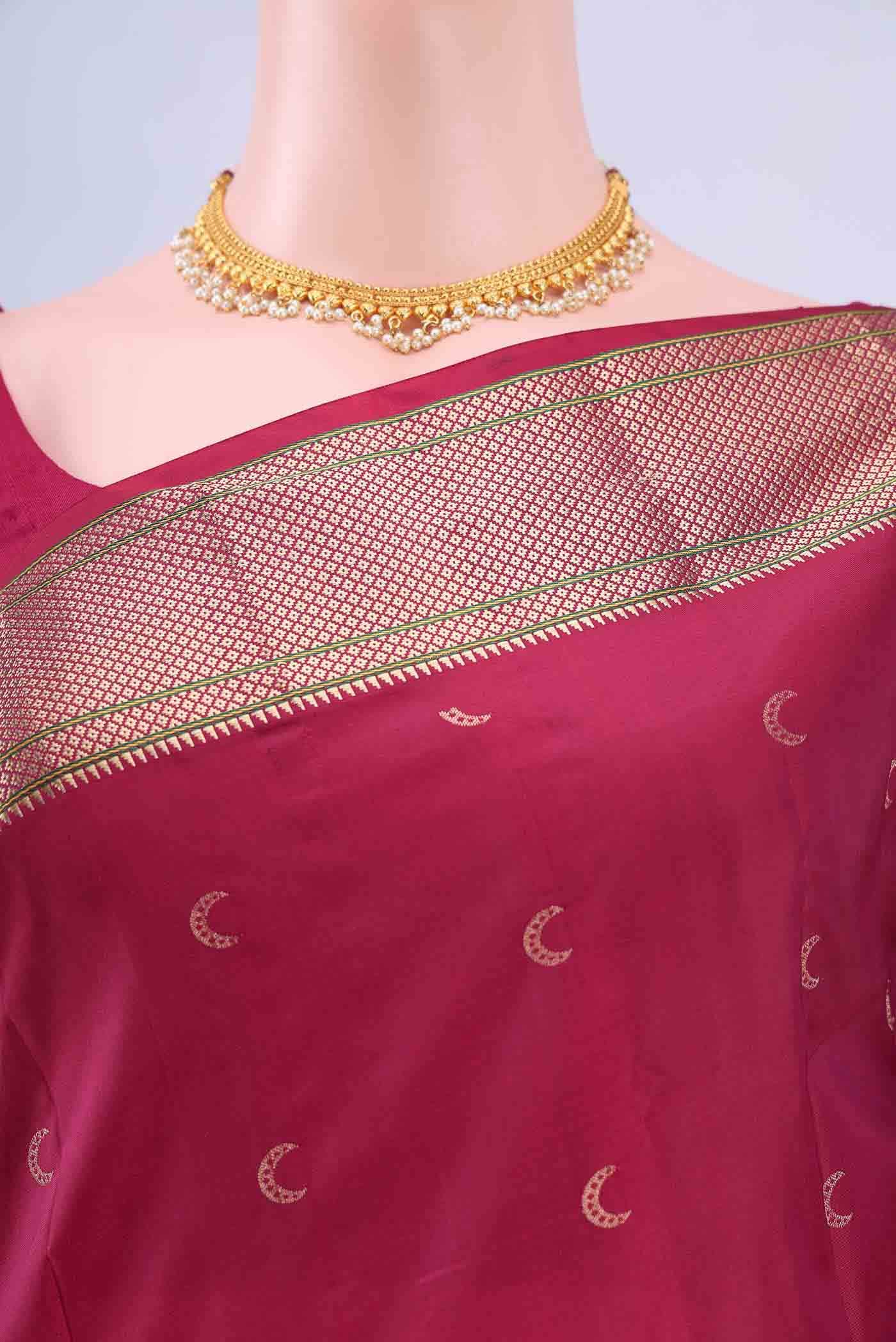 Maroon Blended Bangalore Silk Saree - Image 3