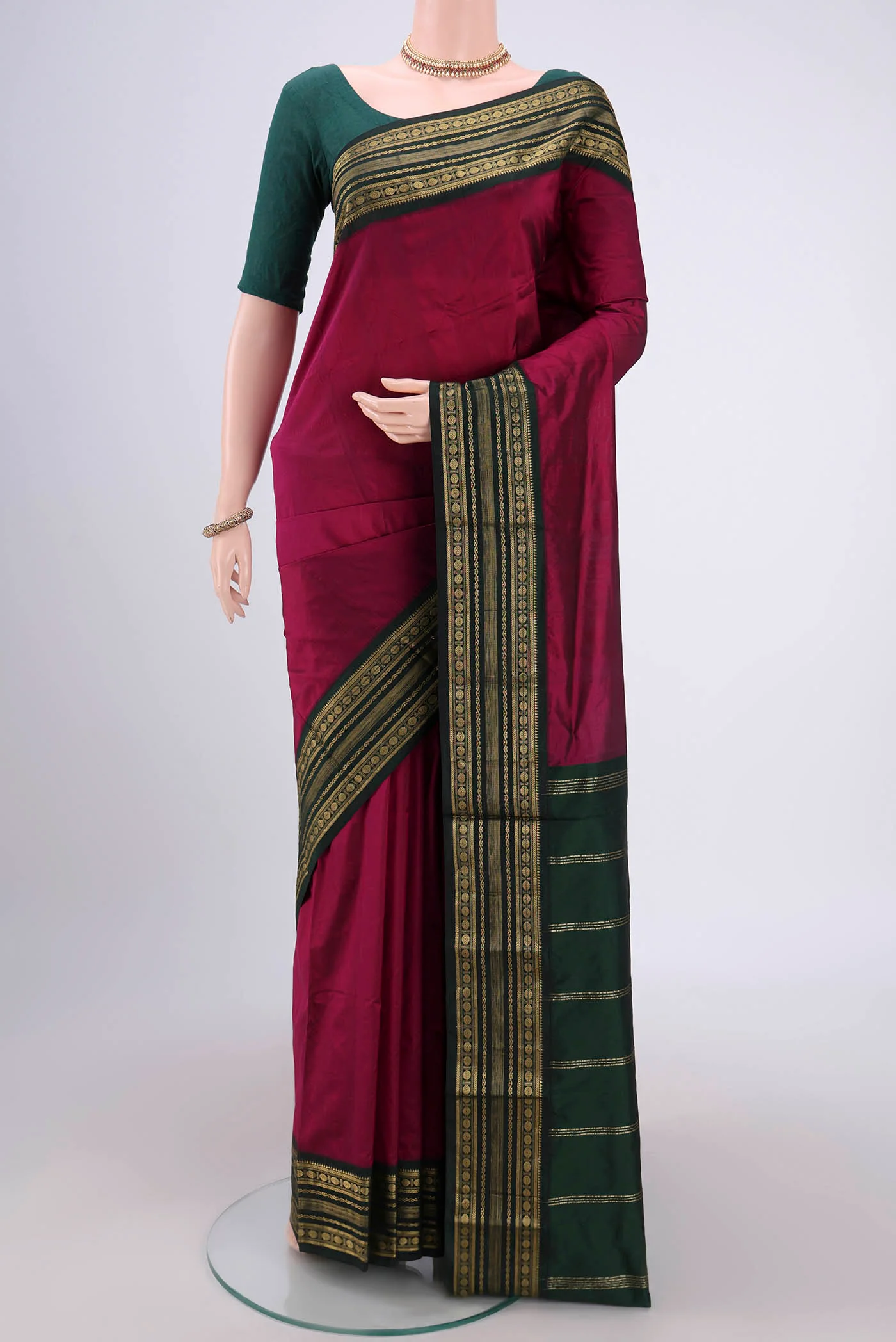 Maroon Blended Bangalore Silk Saree