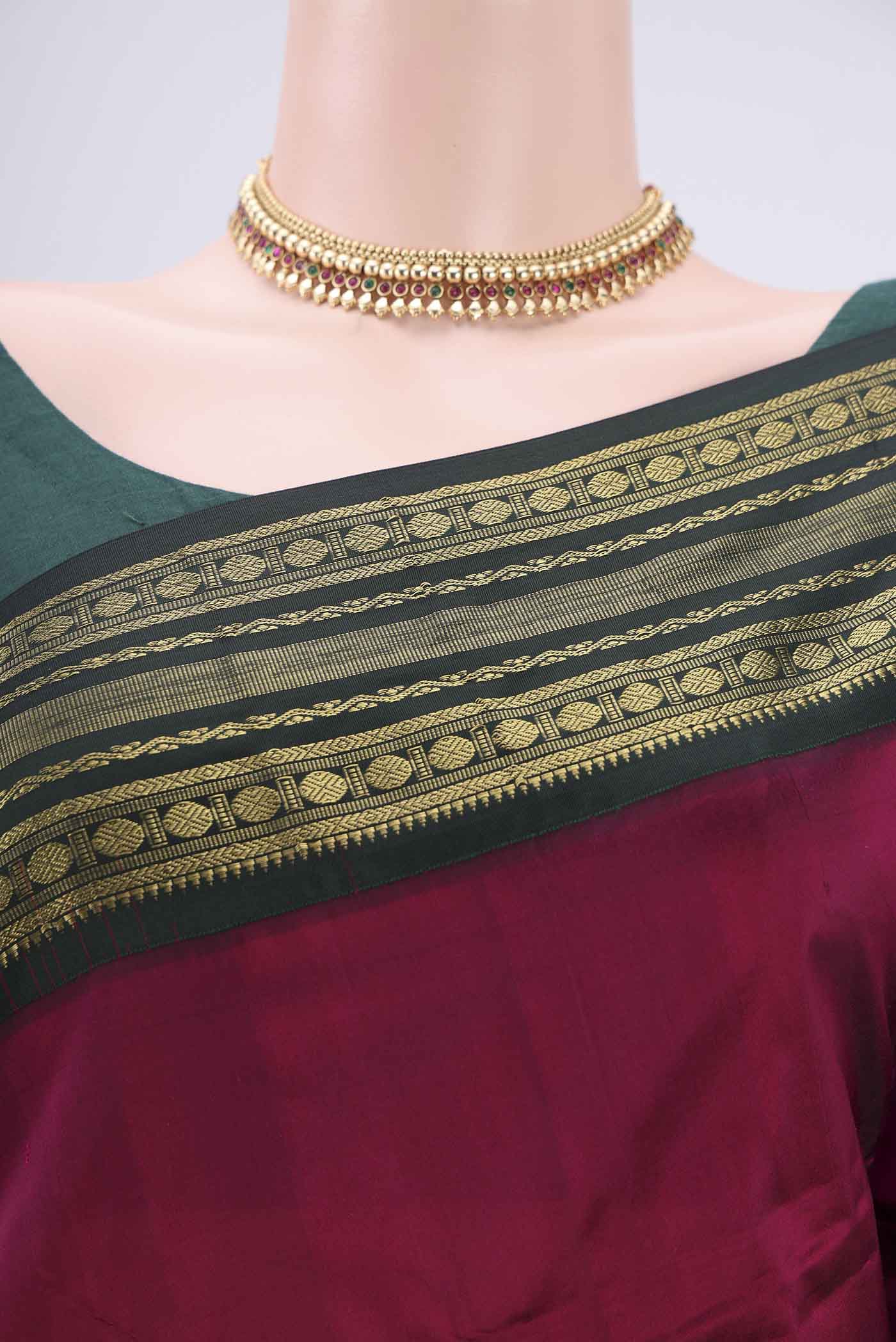 Maroon Blended Bangalore Silk Saree - Image 2