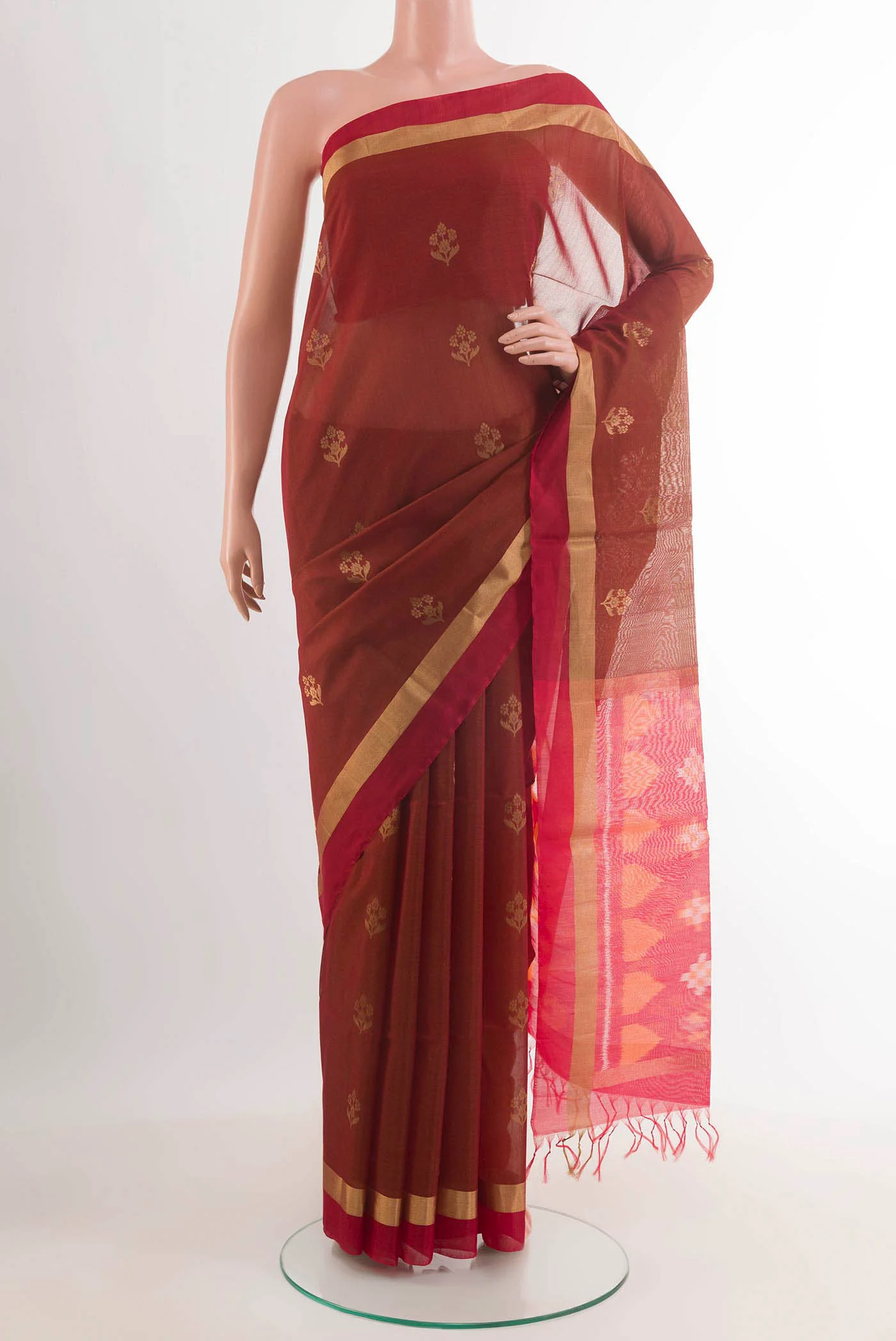Brown Silk Cotton Saree