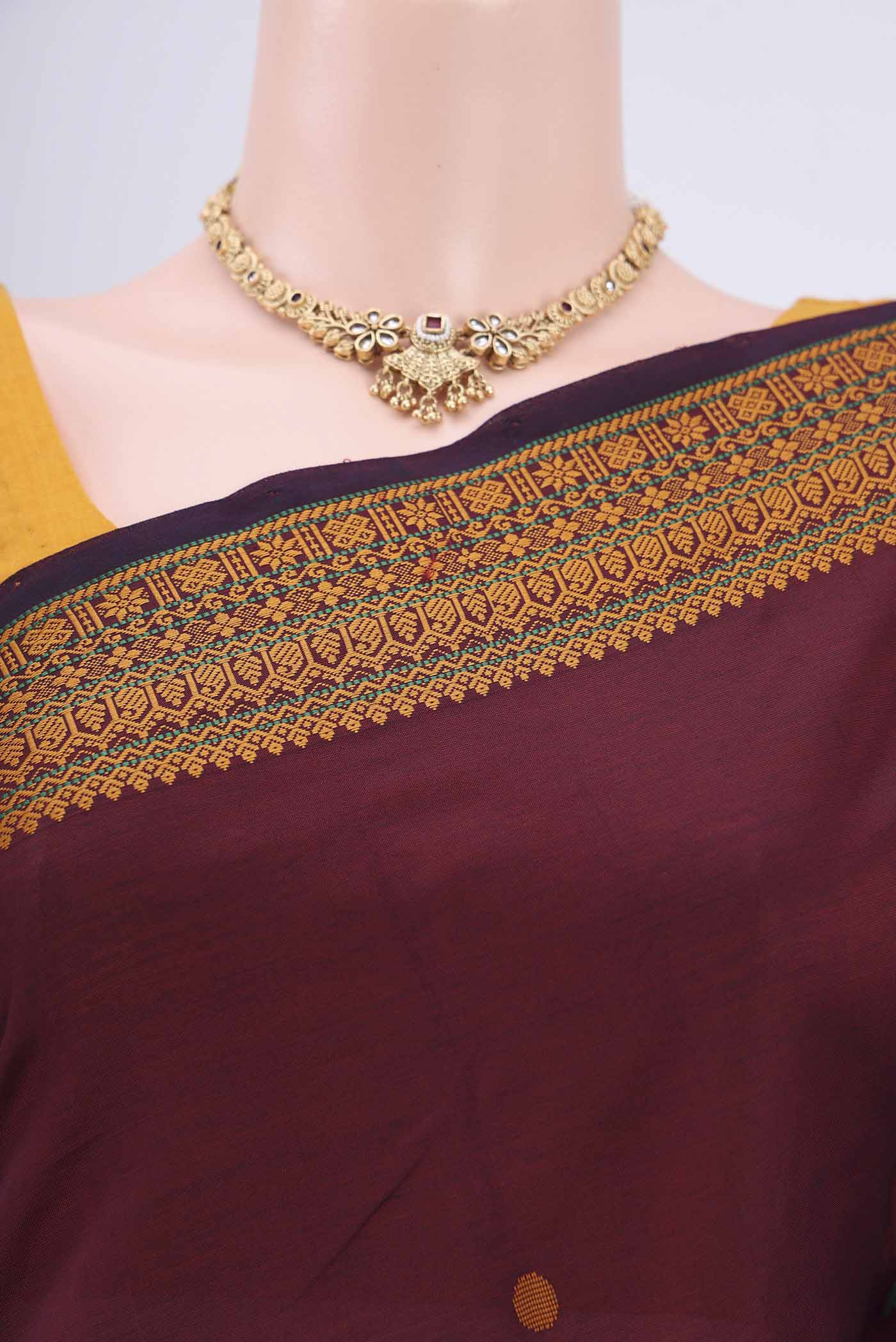 Maroon Blended Poly Cotton Saree - Image 2