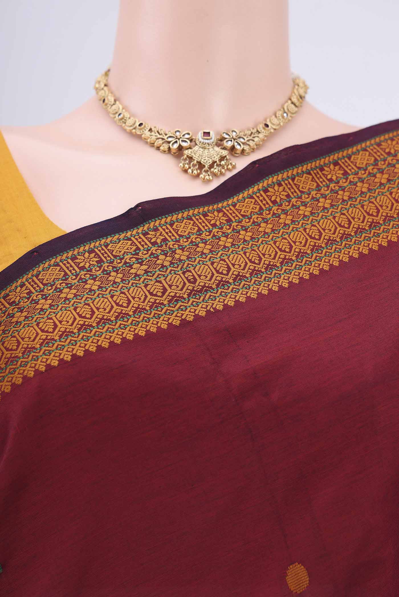 Maroon Blended Poly Cotton Saree - Image 2