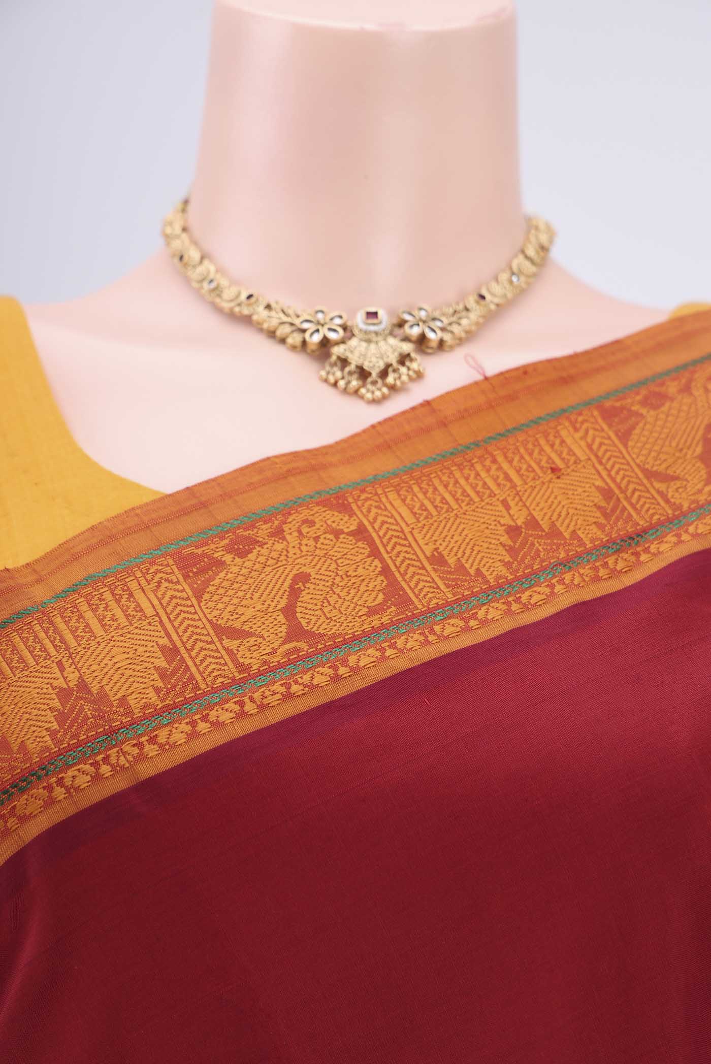 Maroon Blended Poly Cotton Saree - Image 2