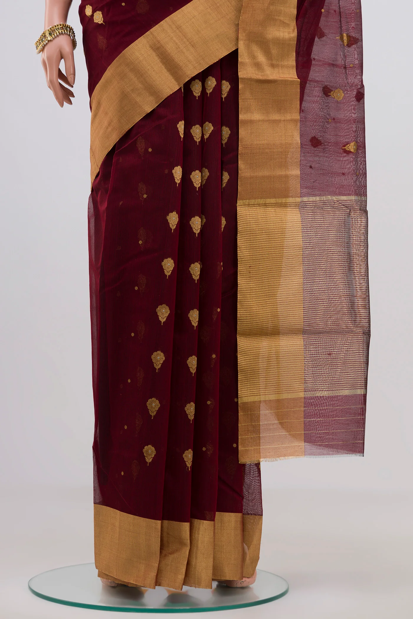 Coffee Brown Chanderi Silk Cotton Saree - Image 3