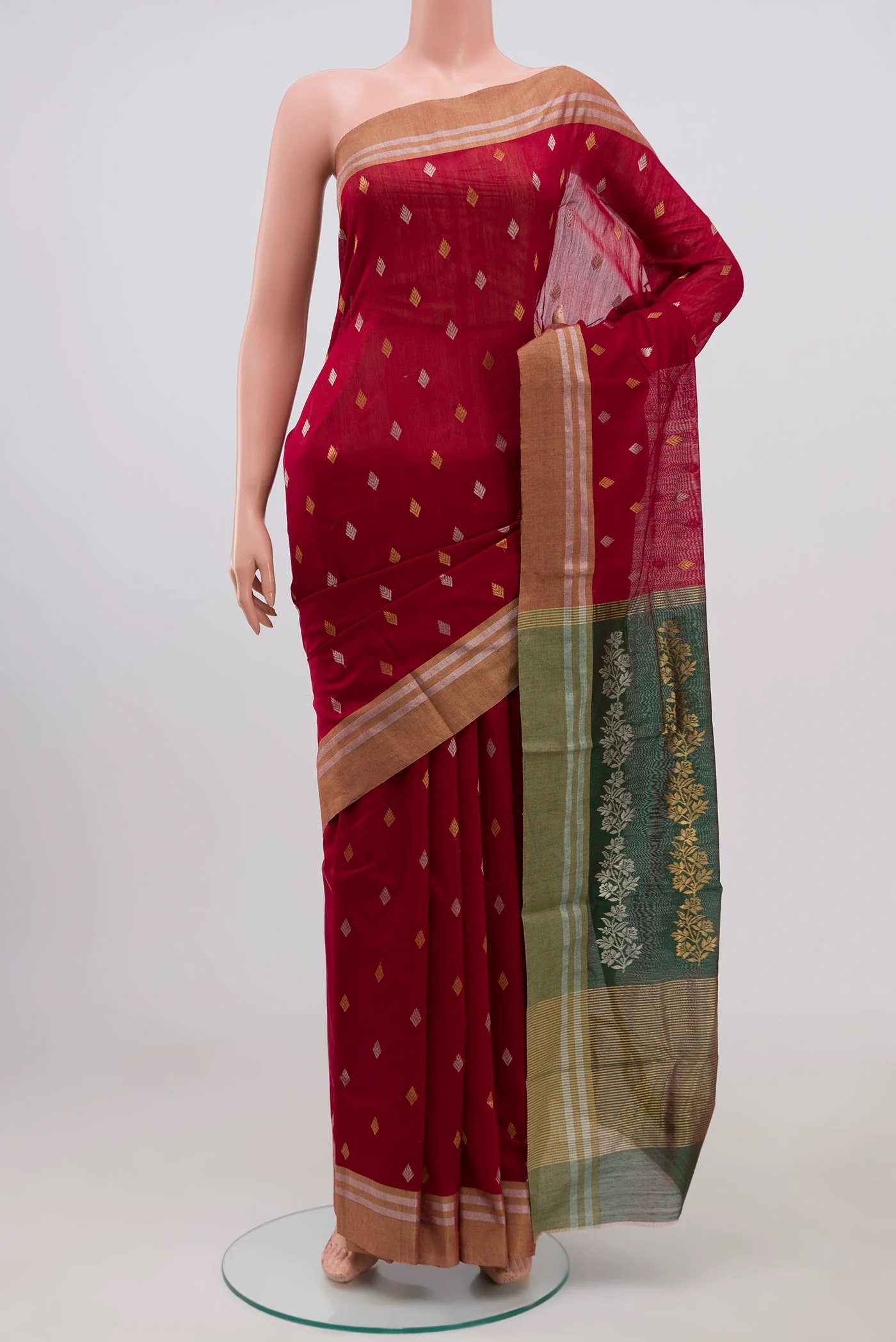 Maroon Chanderi Silk Cotton Saree