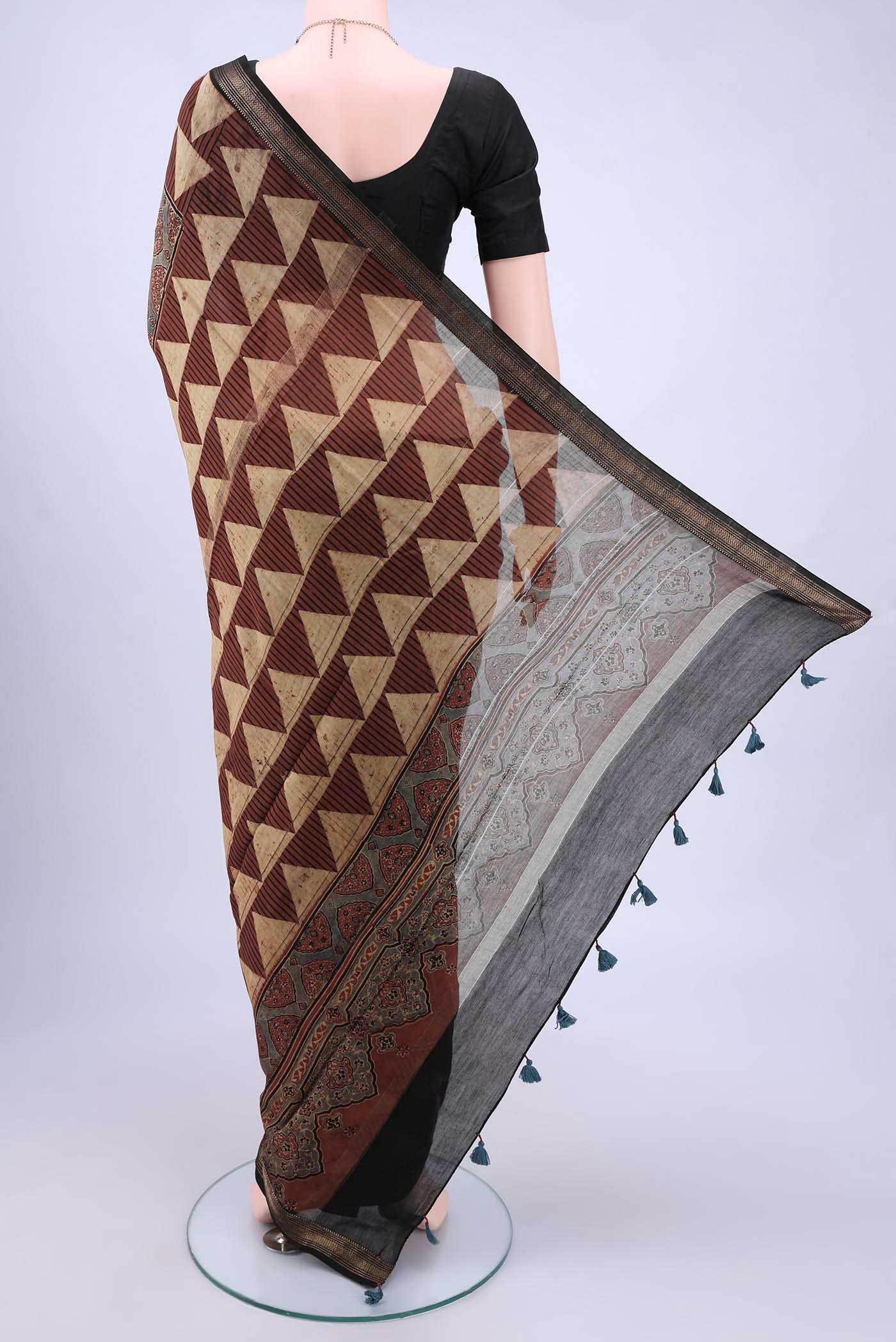 Maroon Chanderi Silk Cotton Saree - Image 2