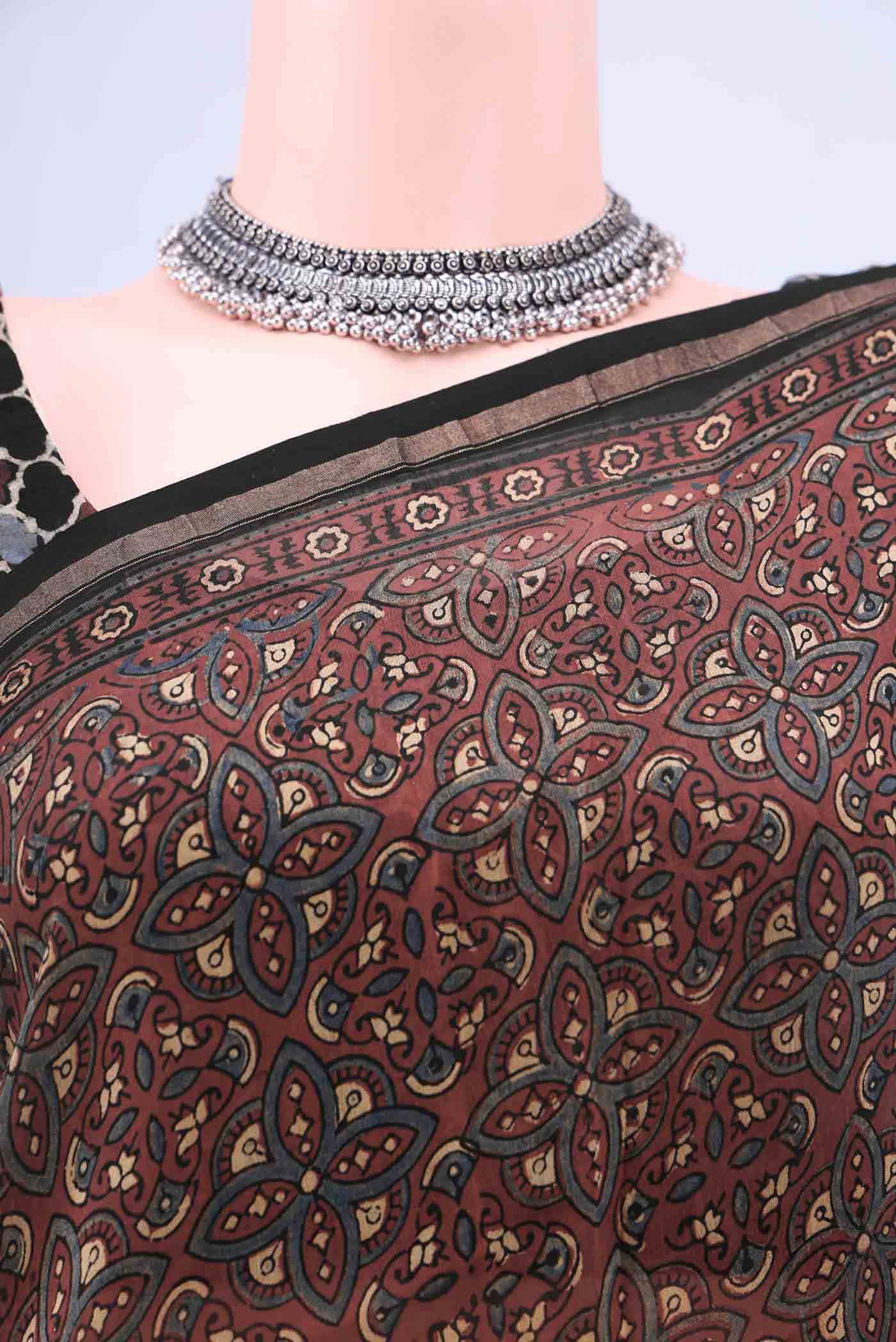 Maroon Chanderi Silk Cotton Saree - Image 3