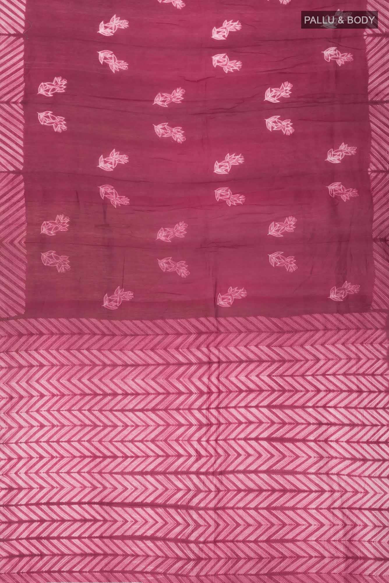 Maroon Chanderi Silk Cotton Saree - Image 2