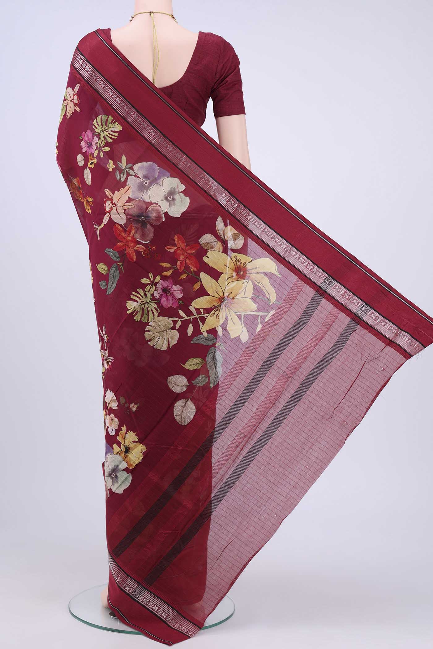 Maroon Chanderi Silk Saree - Image 3