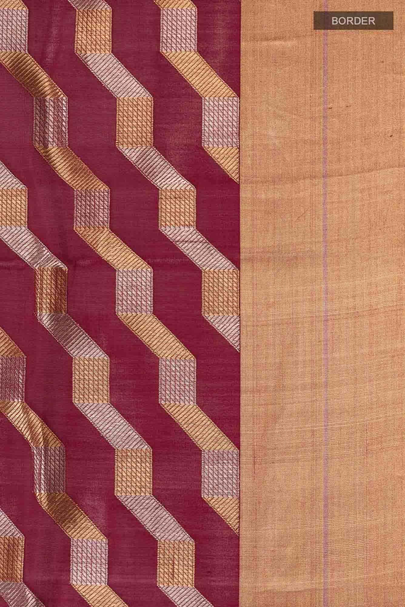 Maroon Chanderi Silk Saree - Image 6