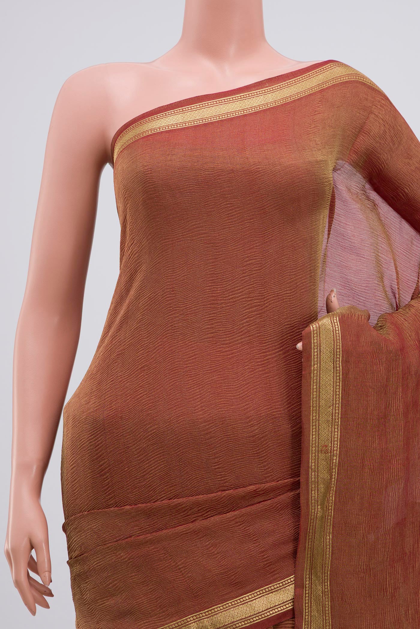 Maroon Mysore Georgette Saree - Image 2