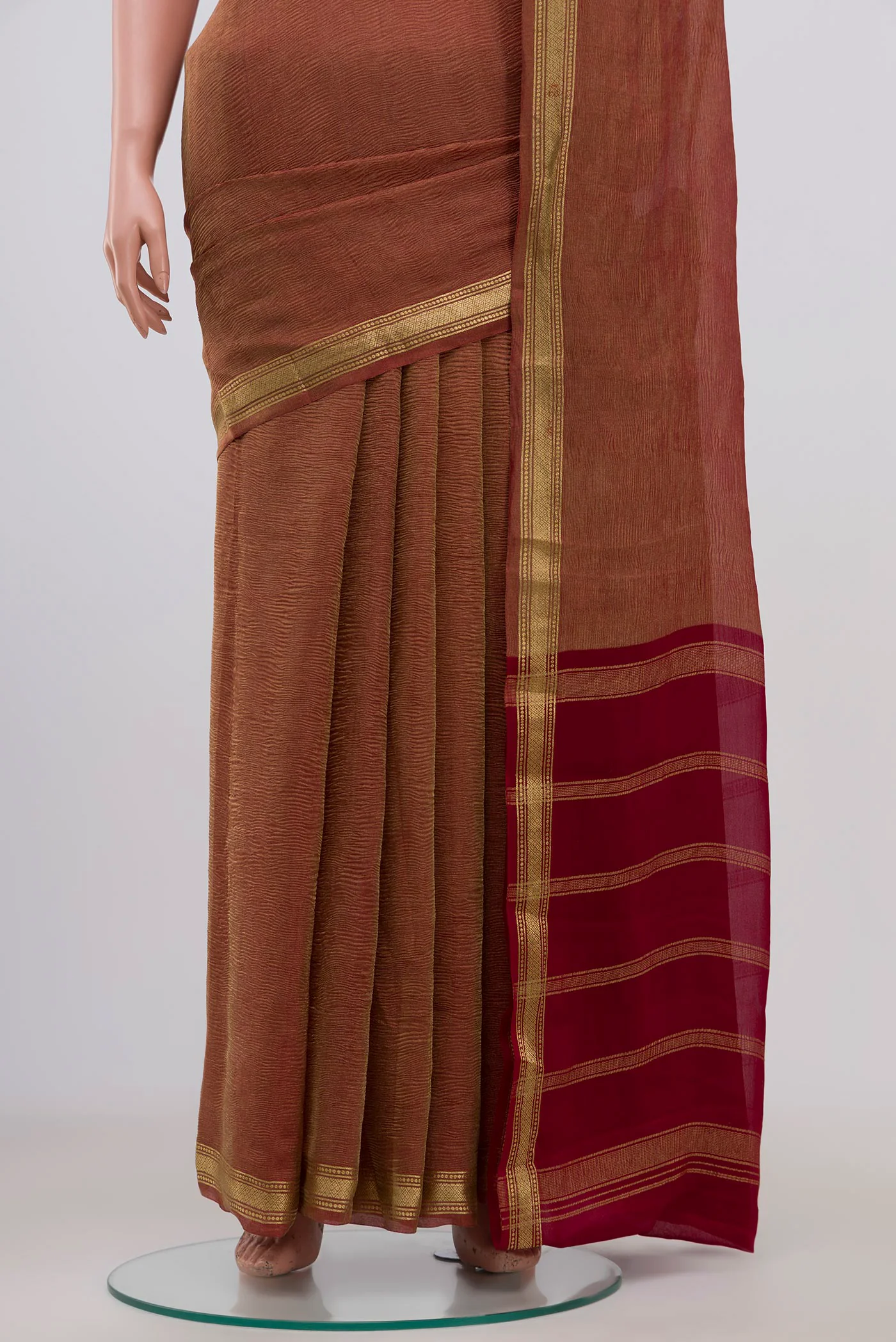 Maroon Mysore Georgette Saree - Image 3